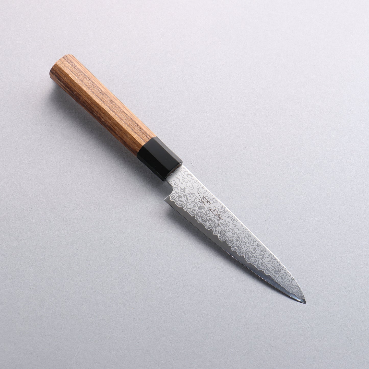 清助 V金10号 ダマスカス ペティーナイフ 120mm チーク (口輪:黒水牛)柄 - 清助刃物