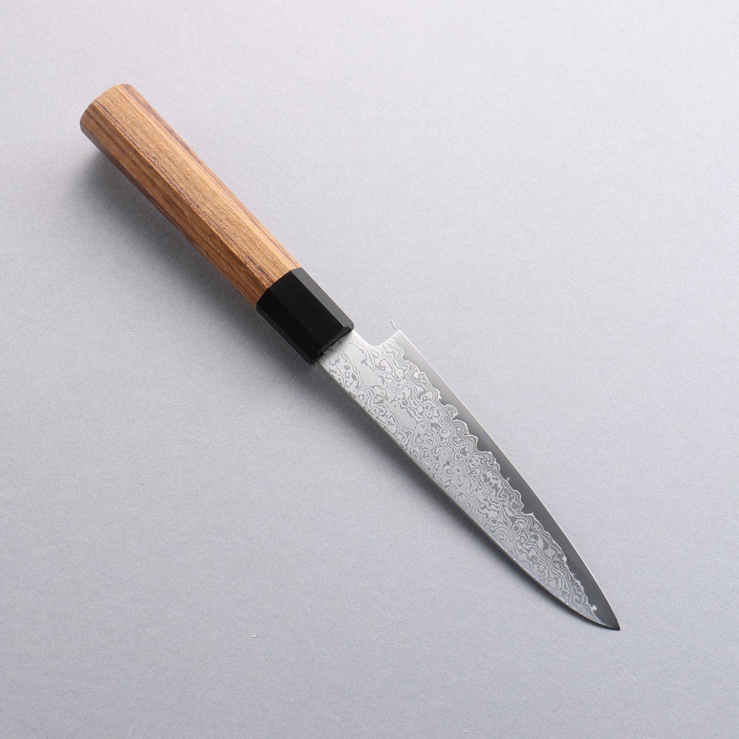清助 V金10号 ダマスカス ペティーナイフ 120mm チーク (口輪:黒水牛)柄 - 清助刃物