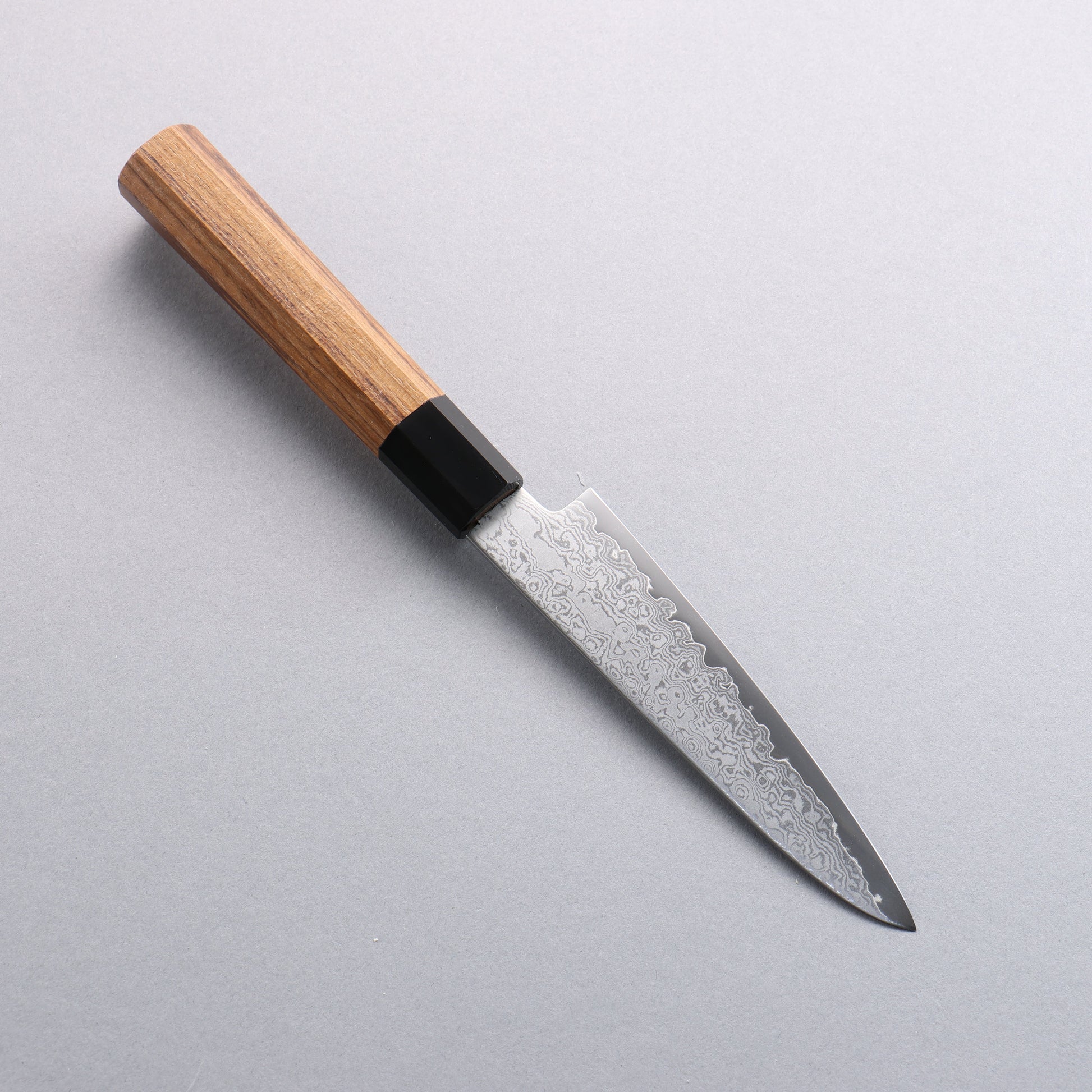 清助 V金10号 ダマスカス ペティーナイフ 120mm チーク (口輪:黒水牛)柄 - 清助刃物