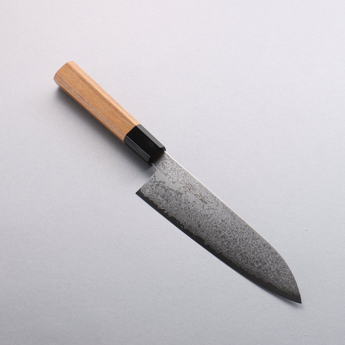 清助 V金10号 ダマスカス 三徳包丁 180mm チーク (口輪:黒水牛)柄 - 清助刃物