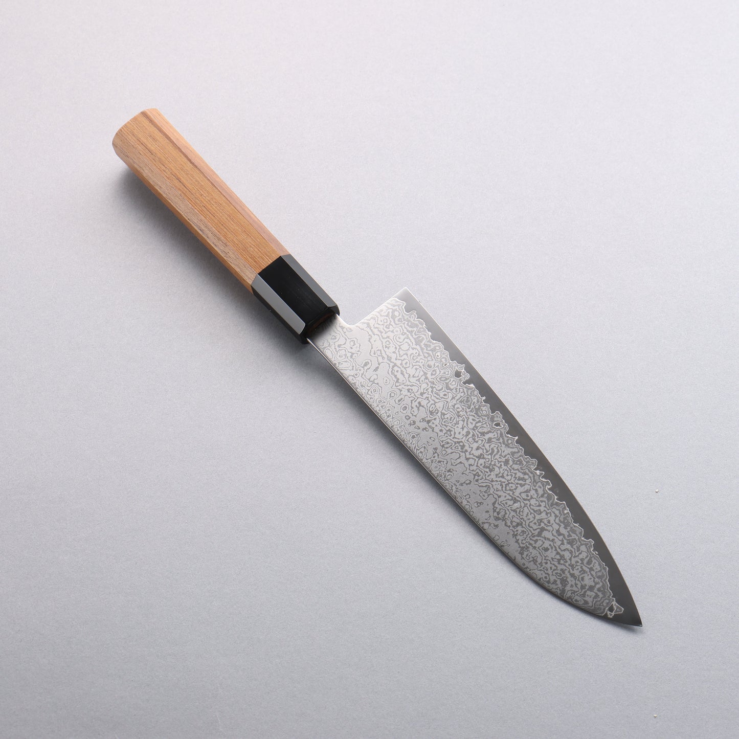 清助 V金10号 ダマスカス 三徳包丁 180mm チーク (口輪:黒水牛)柄 - 清助刃物