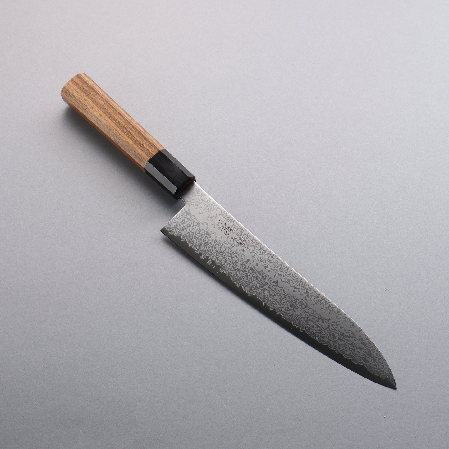 清助 V金10号 ダマスカス 牛刀包丁 210mm チーク (口輪:黒水牛)柄 - 清助刃物