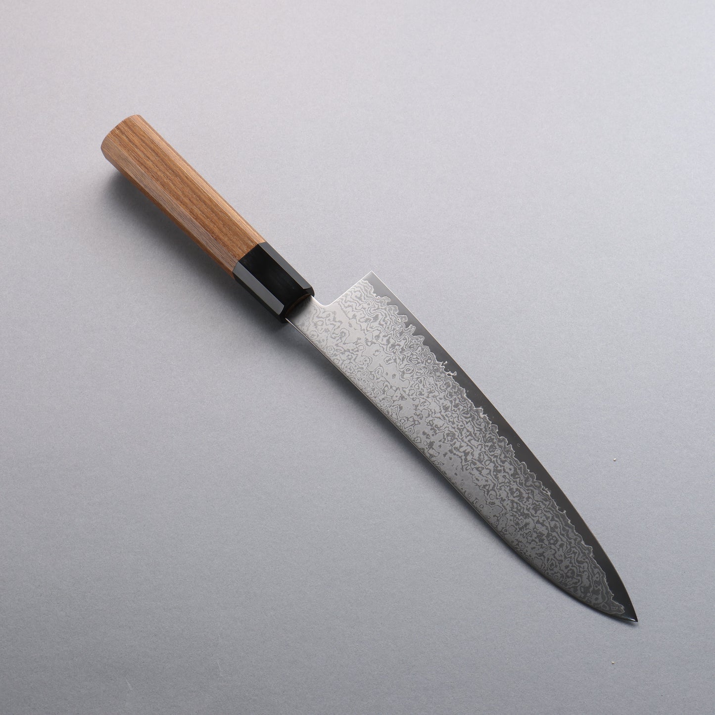 清助 V金10号 ダマスカス 牛刀包丁 210mm チーク (口輪:黒水牛)柄 - 清助刃物