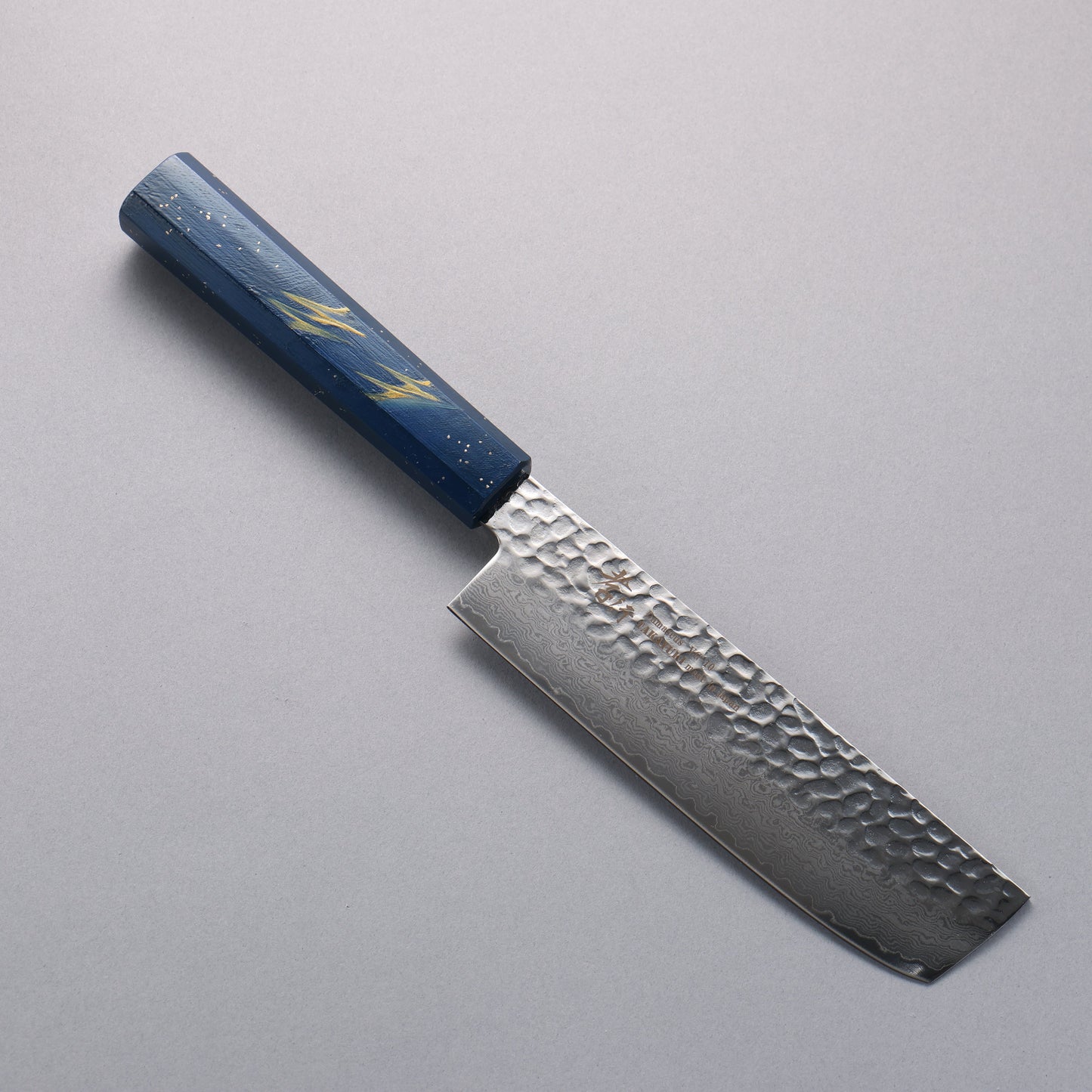 堺 孝行 V金10号 33層ダマスカス 菜切包丁 160mm 樫の木漆塗り(彩石)柄 - 清助刃物