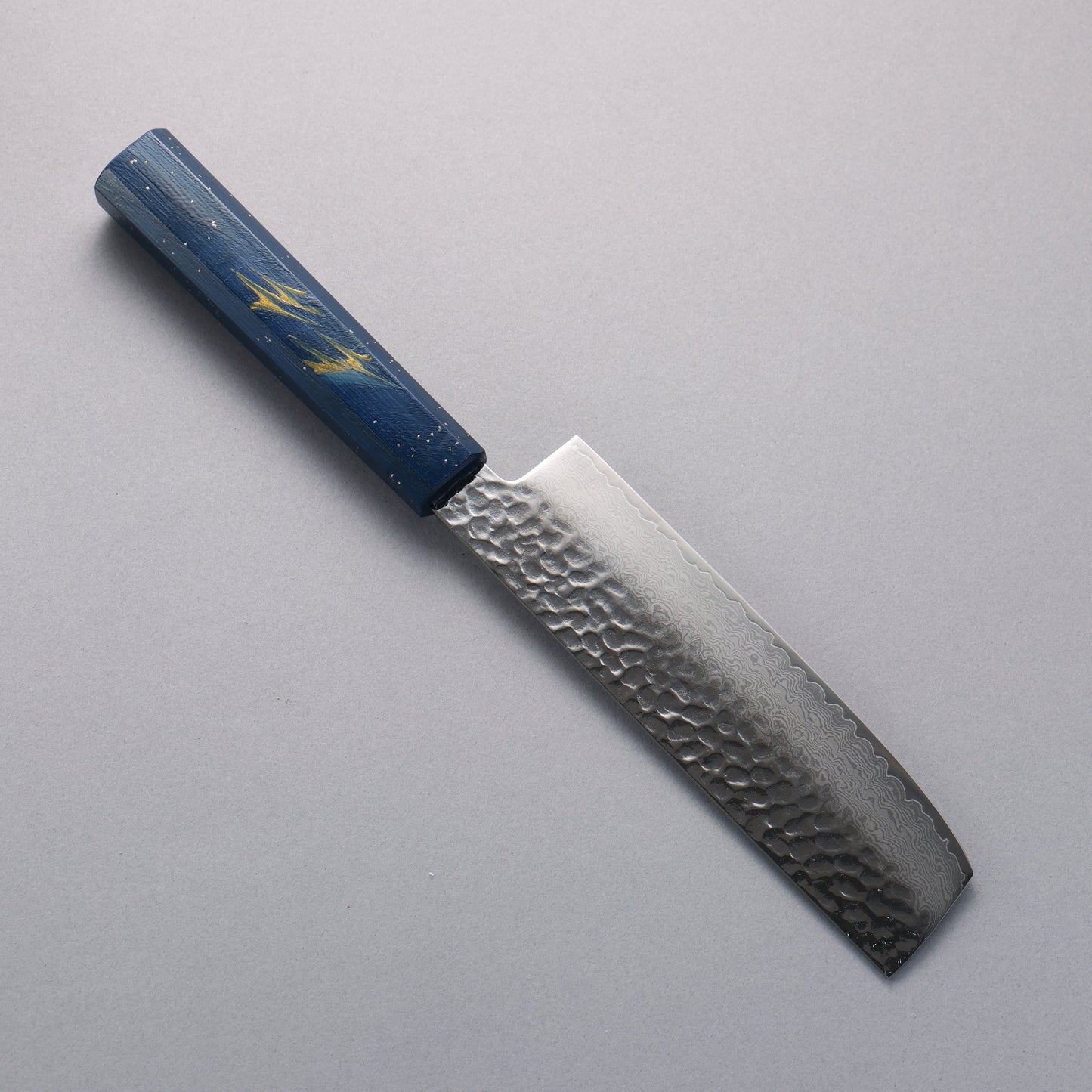 堺 孝行 V金10号 33層ダマスカス 菜切包丁 160mm 樫の木漆塗り(彩石)柄 - 清助刃物