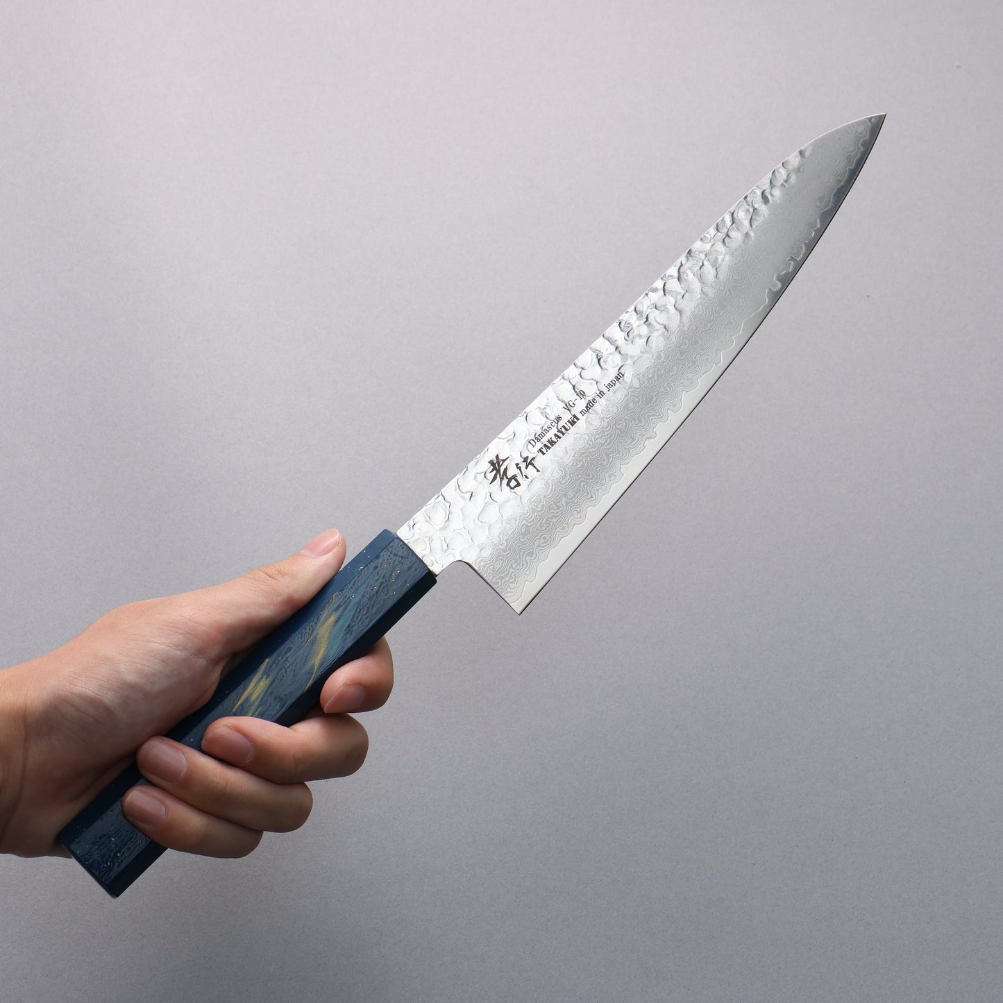 堺 孝行 V金10号 33層ダマスカス 牛刀包丁 210mm 樫の木漆塗り(彩石)柄 - 清助刃物