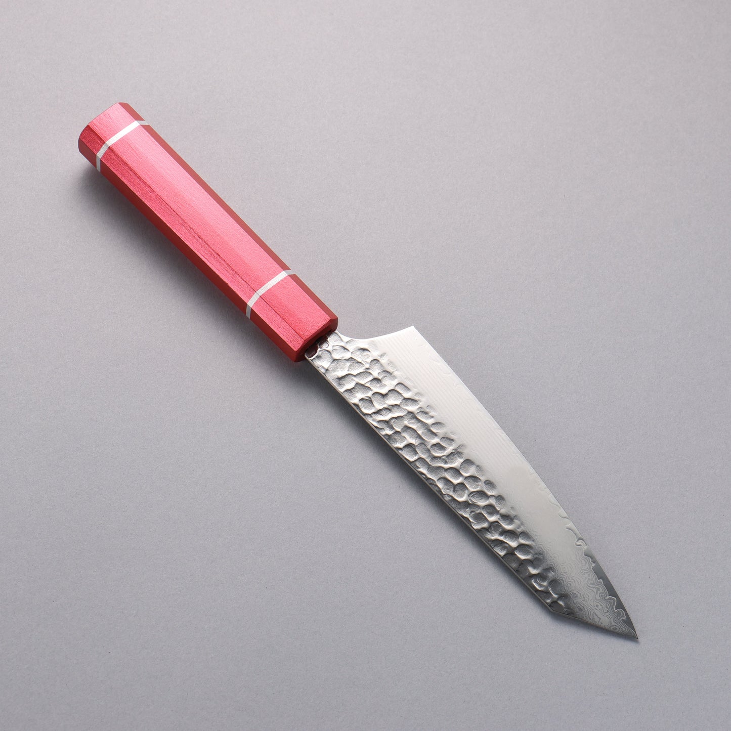 堺 孝行 V金10号 33層ダマスカス 剣型三徳包丁 160mm 樫の木漆塗り(皇赤)柄 - 清助刃物