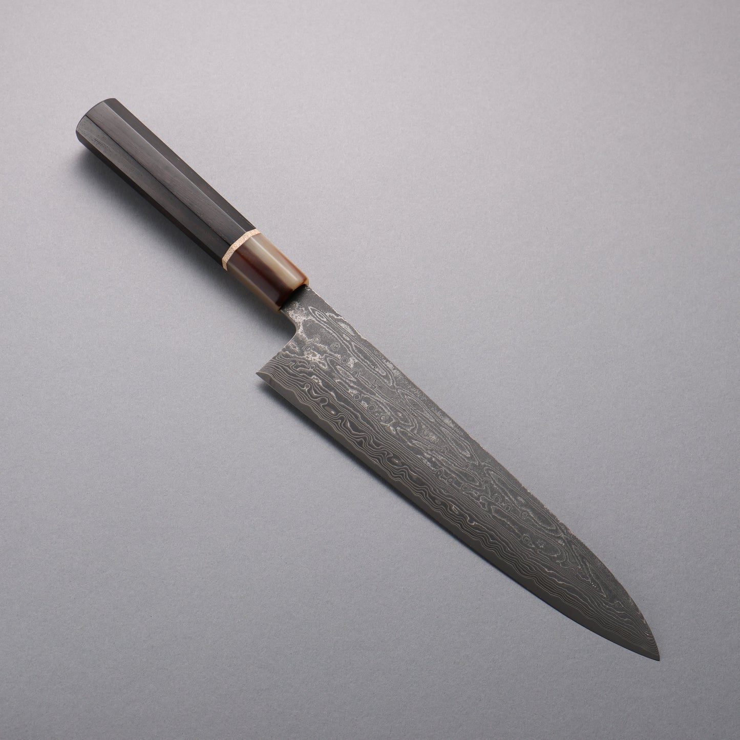 清助 SPG STRIX 黒ダマスカス 牛刀包丁 240mm 黒檀 (メープルリング 水牛口輪)柄 - 清助刃物
