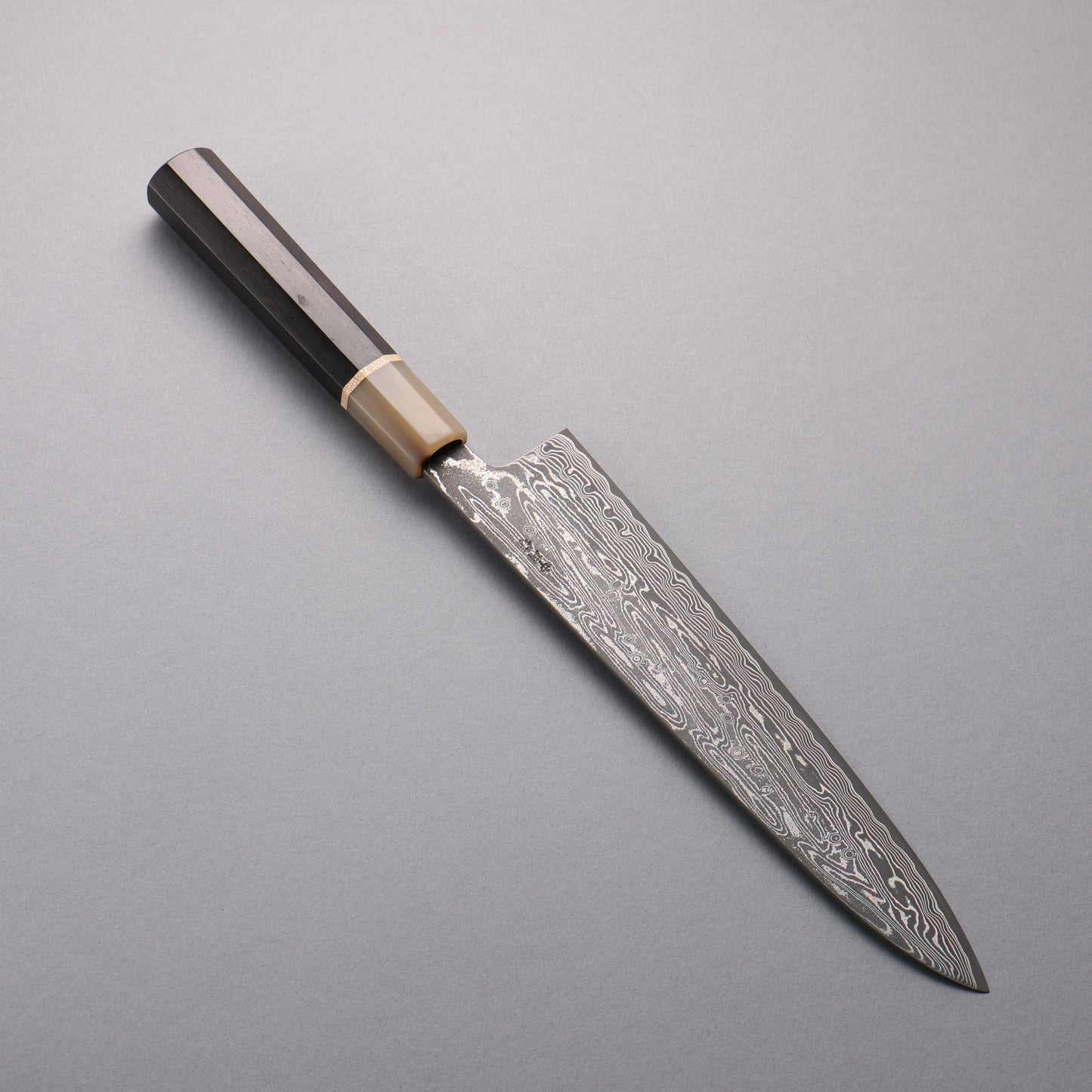 清助 SPG STRIX 黒ダマスカス 牛刀包丁 240mm 黒檀 (メープルリング 水牛口輪)柄 - 清助刃物