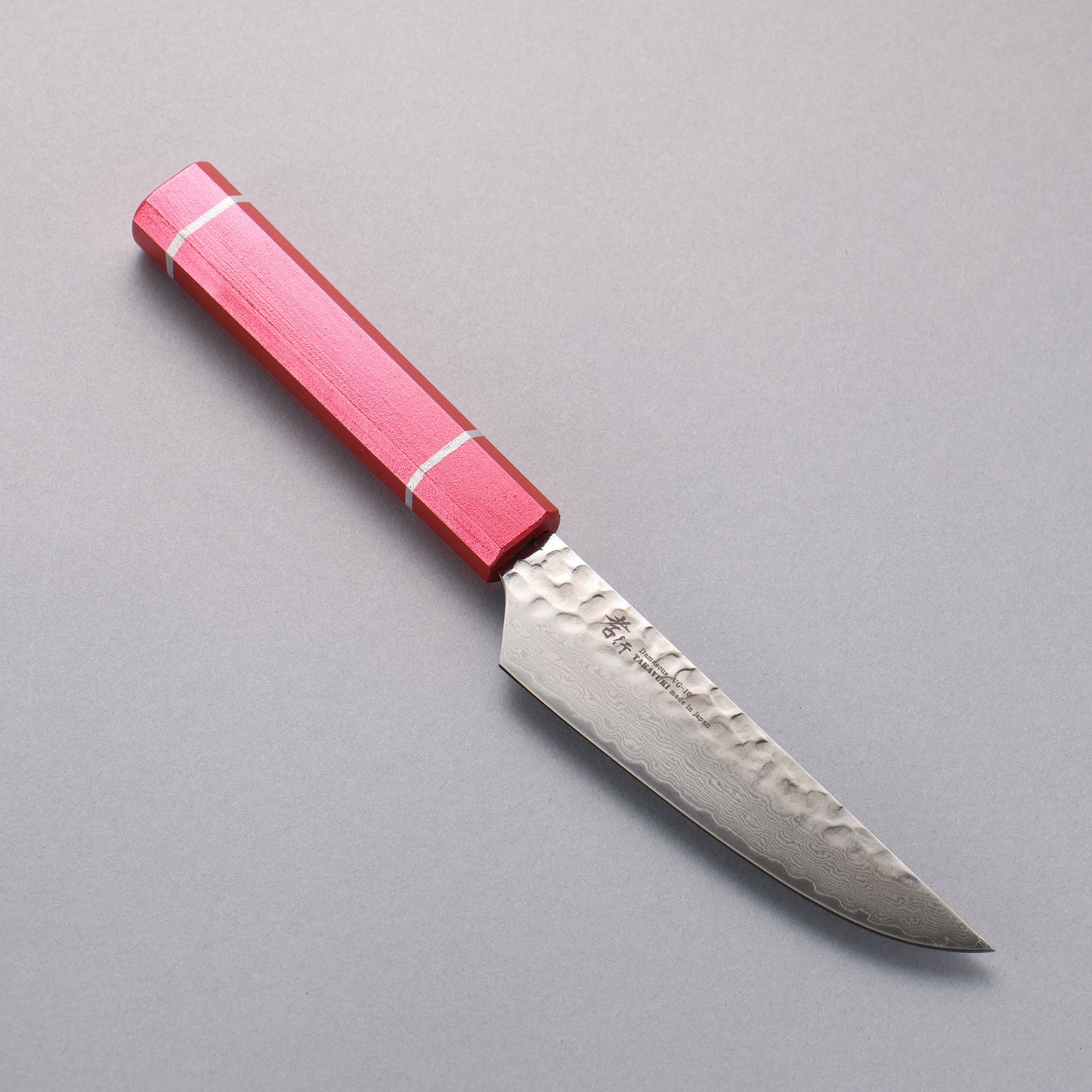 堺 孝行 V金10号 33層ダマスカス ステーキナイフ 120mm 樫の木漆塗り(皇赤)柄 - 清助刃物
