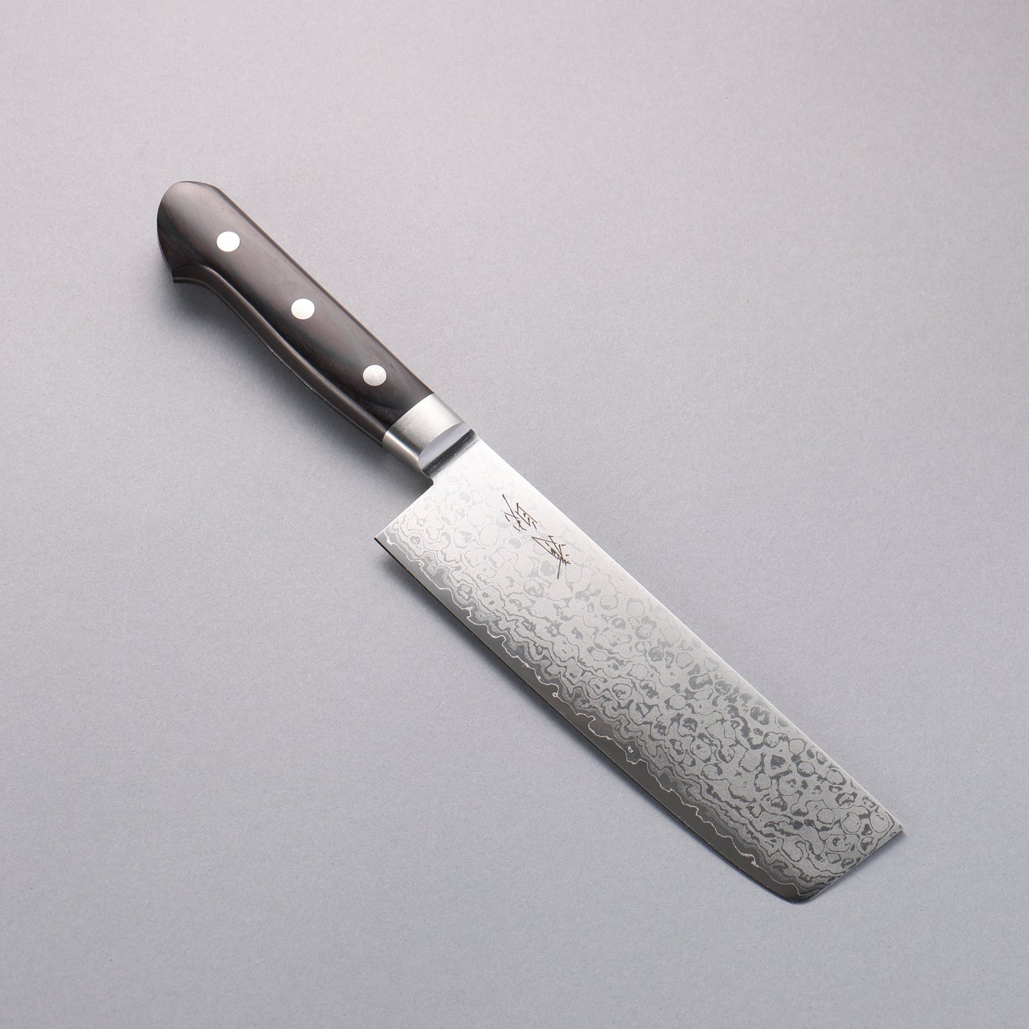 清助 V金10号 8層ダマスカス 磨き仕上げ 菜切包丁 165mm 黒合板柄 - 清助刃物