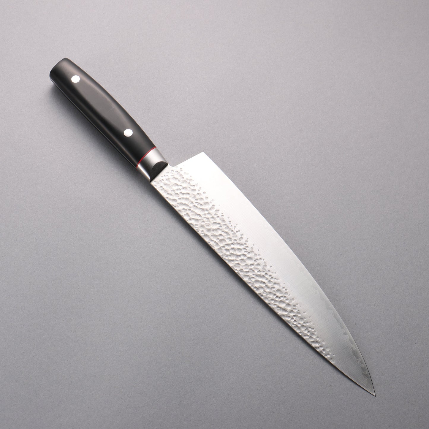清助 PRO-J V金10号 鎚目 牛刀包丁 230mm 黒マイカルタ柄 - 清助刃物
