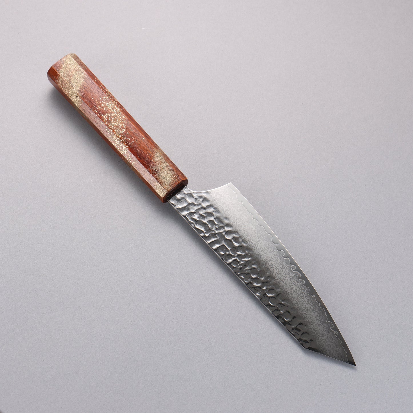 堺 孝行 V金10号 33層ダマスカス 剣型三徳包丁 160mm 樫の木漆塗り(星連)柄 - 清助刃物