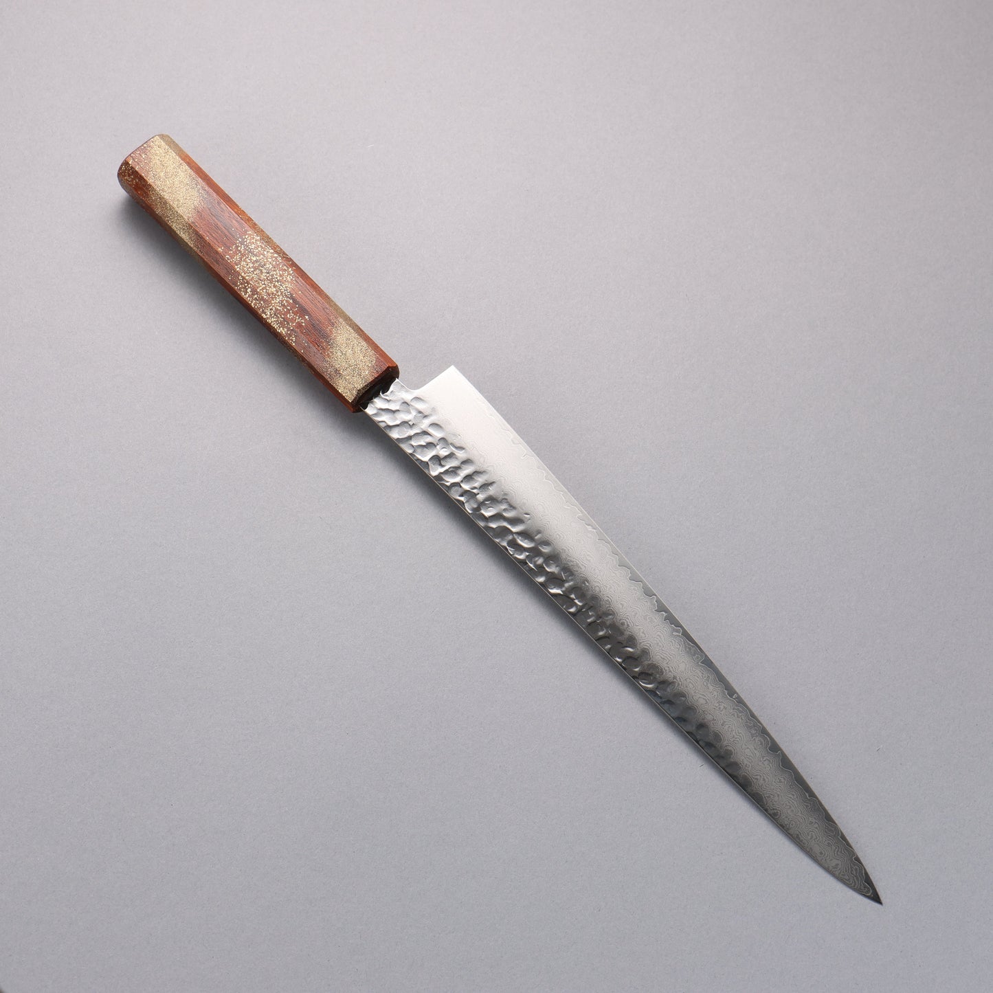 堺 孝行 V金10号 33層ダマスカス 筋引包丁 240mm 樫の木漆塗り(星連)柄 - 清助刃物