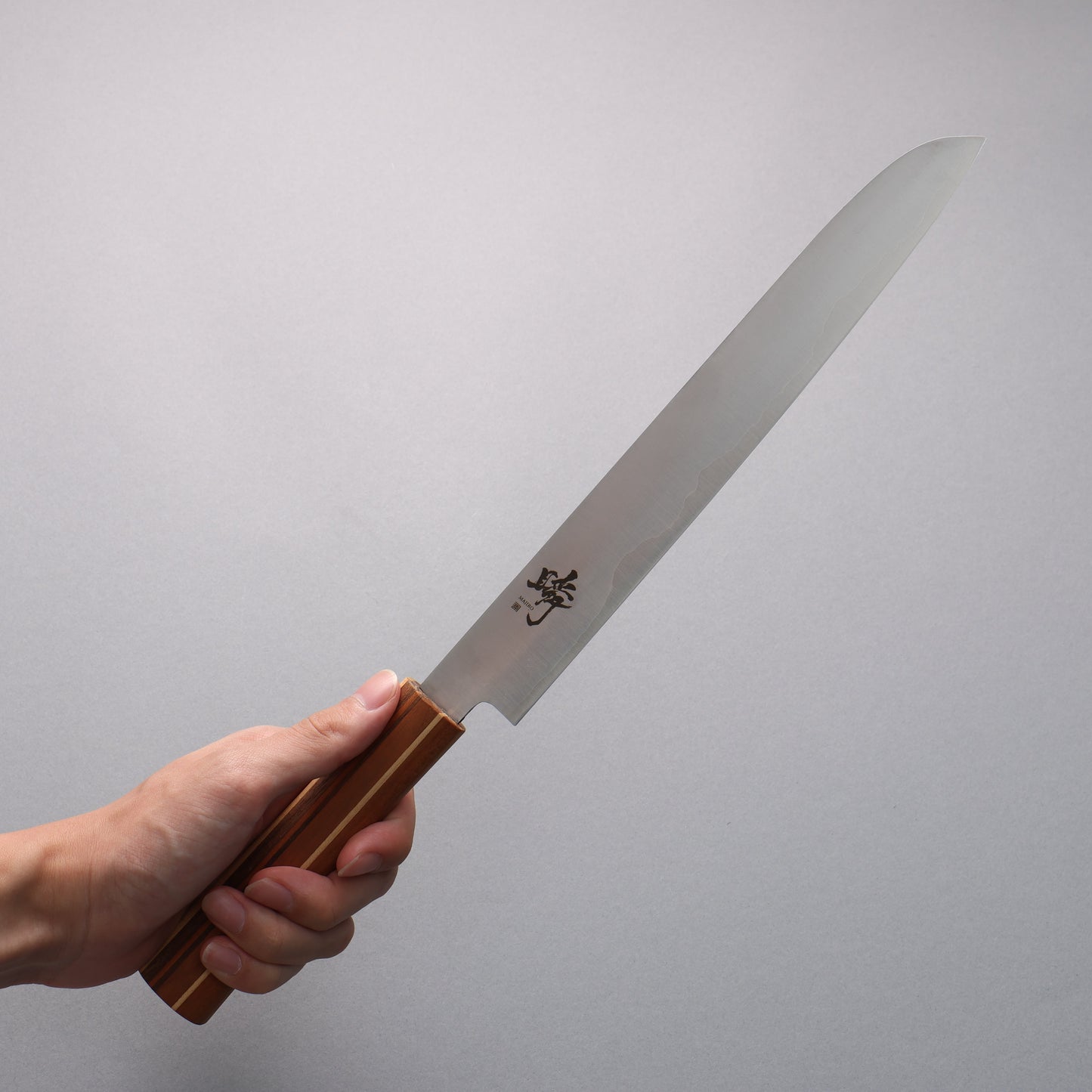 田中 誠貴 瞬(まじろ) 銀三鋼 パン切り包丁 240mm 楓桜ウォルナット柄 - 清助刃物