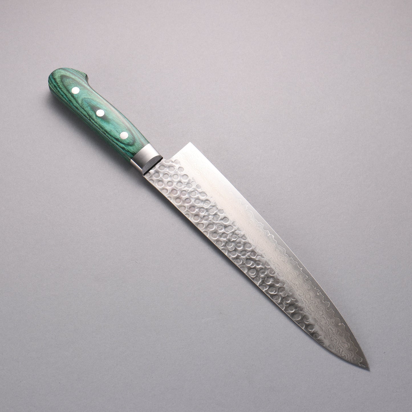 堺 孝行 V金10号 17層ダマスカス 牛刀包丁 240mm 緑合板柄 - 清助刃物