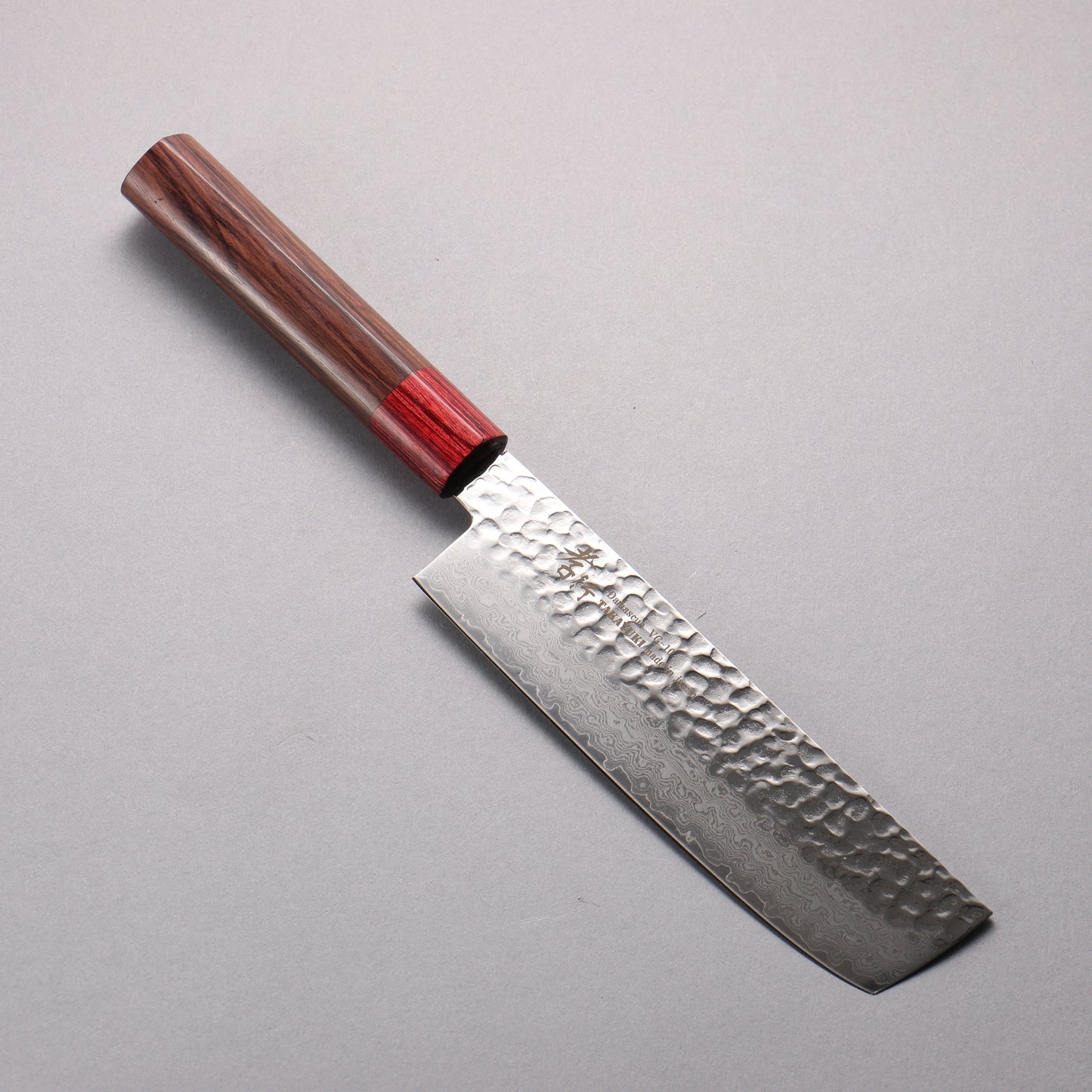 堺 孝行 VG10 33層 鎚目 ダマスカス 菜切包丁 160mm 紫檀 (口輪:赤合板)柄 - 清助刃物