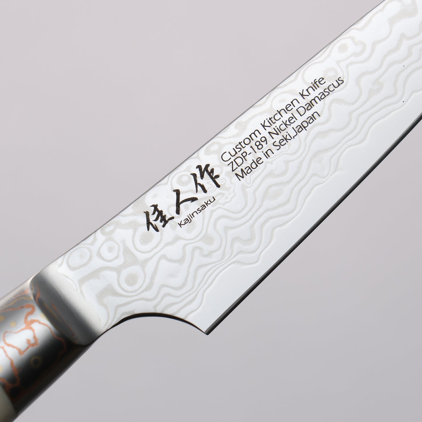 佳人 ZDP189 ダマスカス 磨き仕上げ ペティーナイフ 95mm コーリアン ターコイズインレイ柄 - 清助刃物