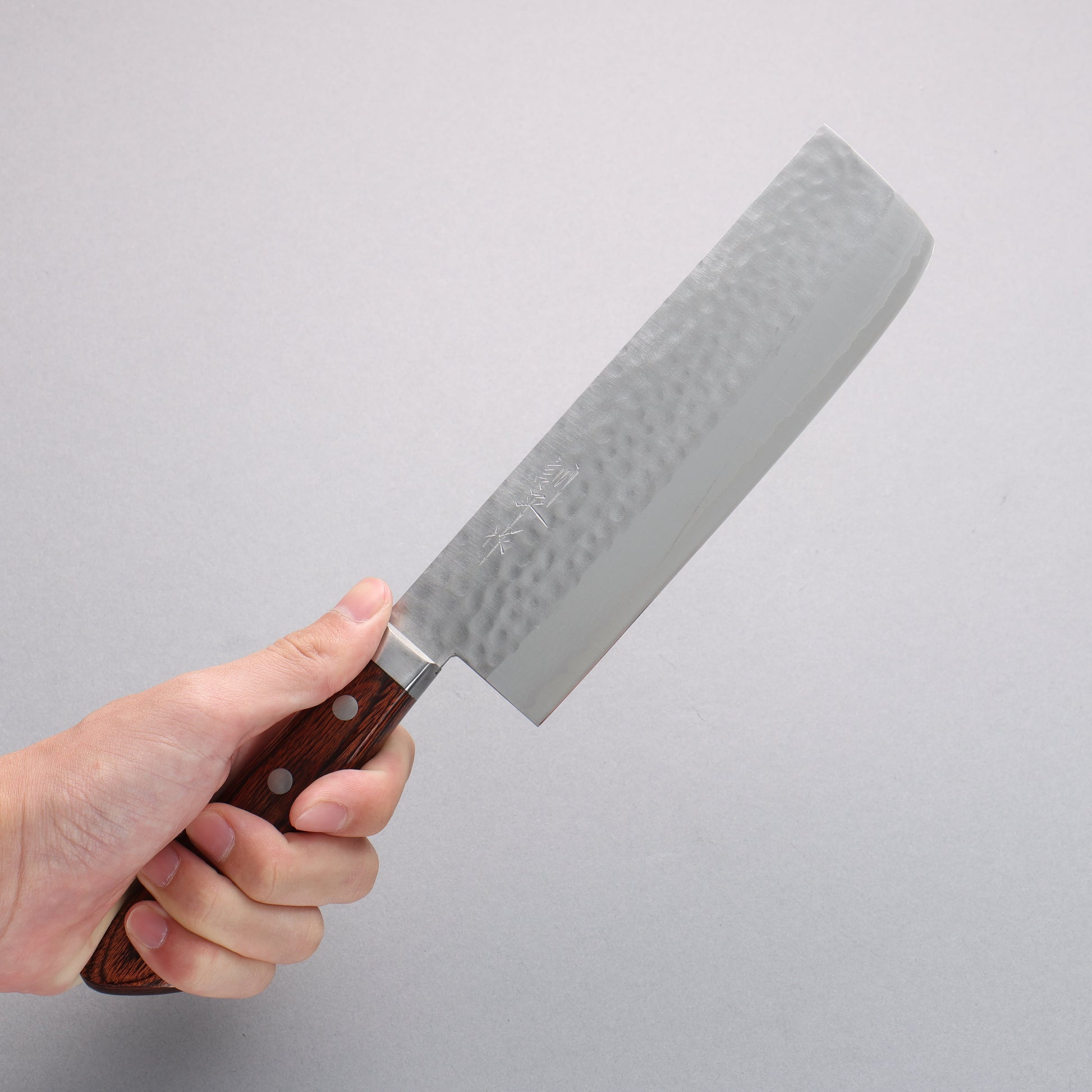 訓平 刻流(こくりゅう) V金10号 ダマスカス 菜切包丁 165mm マホガニー柄 - 清助刃物