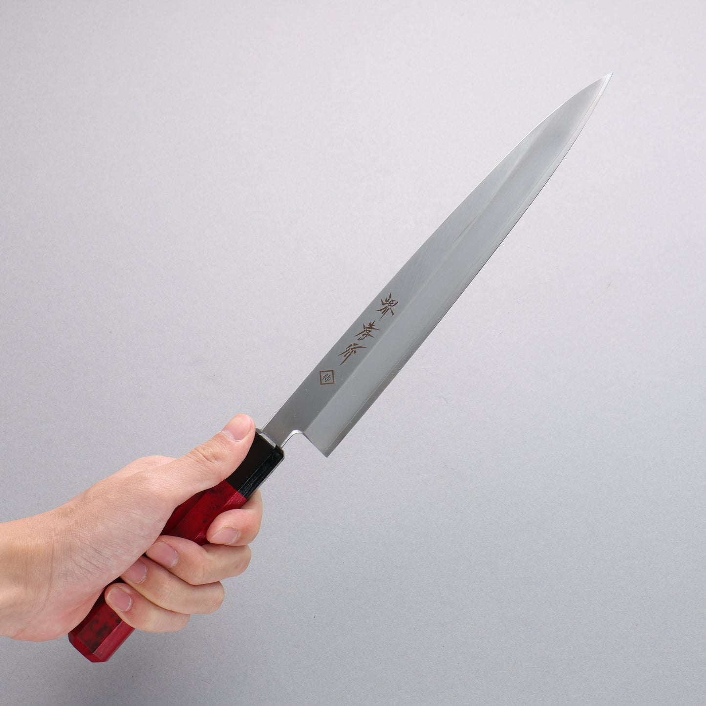 堺 孝行 INOX 柳刃包丁 ABS樹脂(赤べっ甲) 鞘付き - 清助刃物