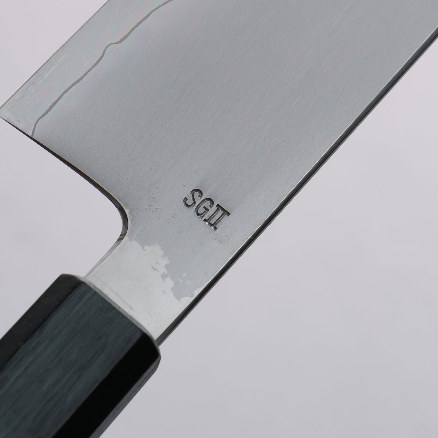 明神直人 SG2 霞研 切付牛刀包丁 240mm 樫 (藍染め)柄 - 清助刃物