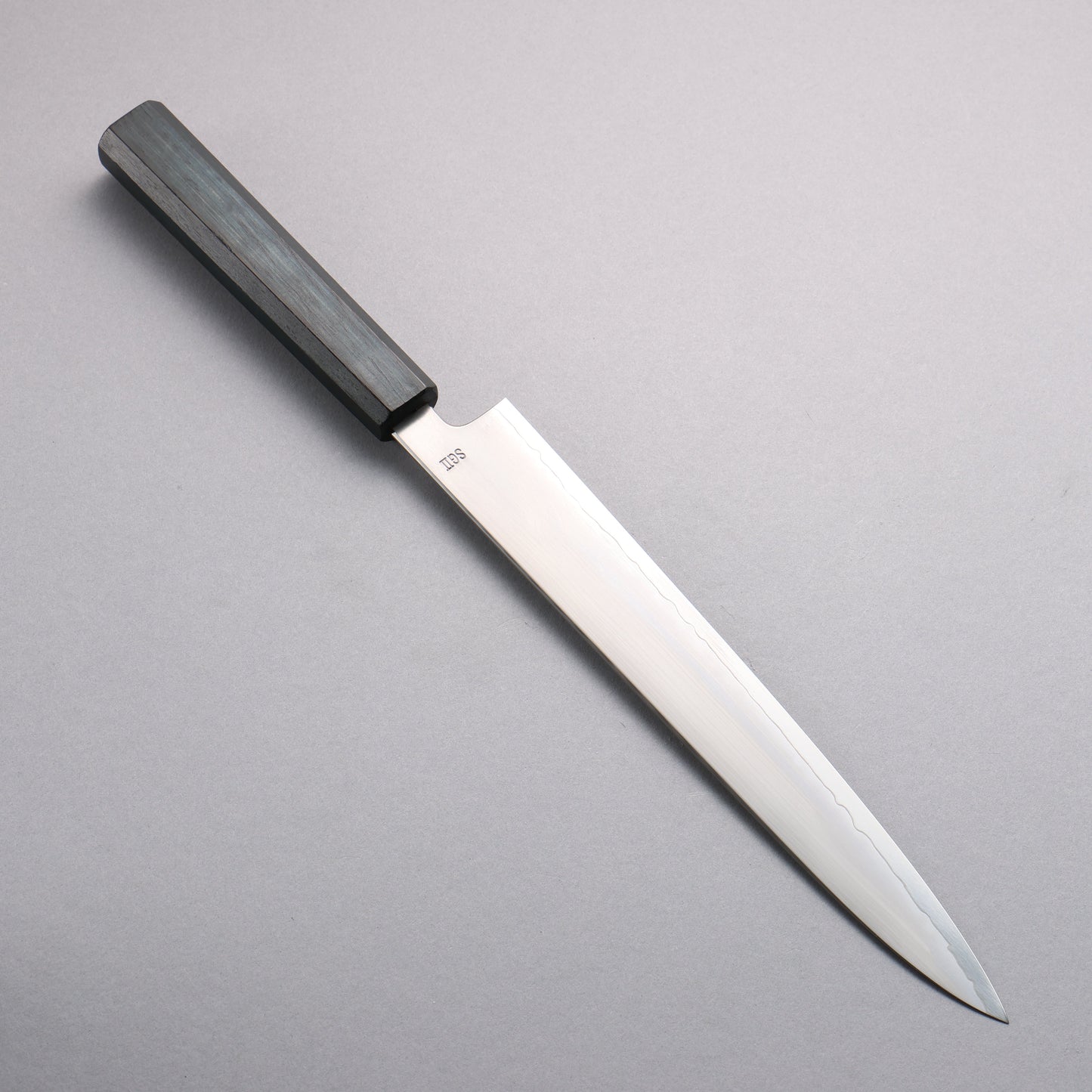 明神直人 SG2 霞研 筋引包丁 240mm 樫 (藍染め)柄 - 清助刃物