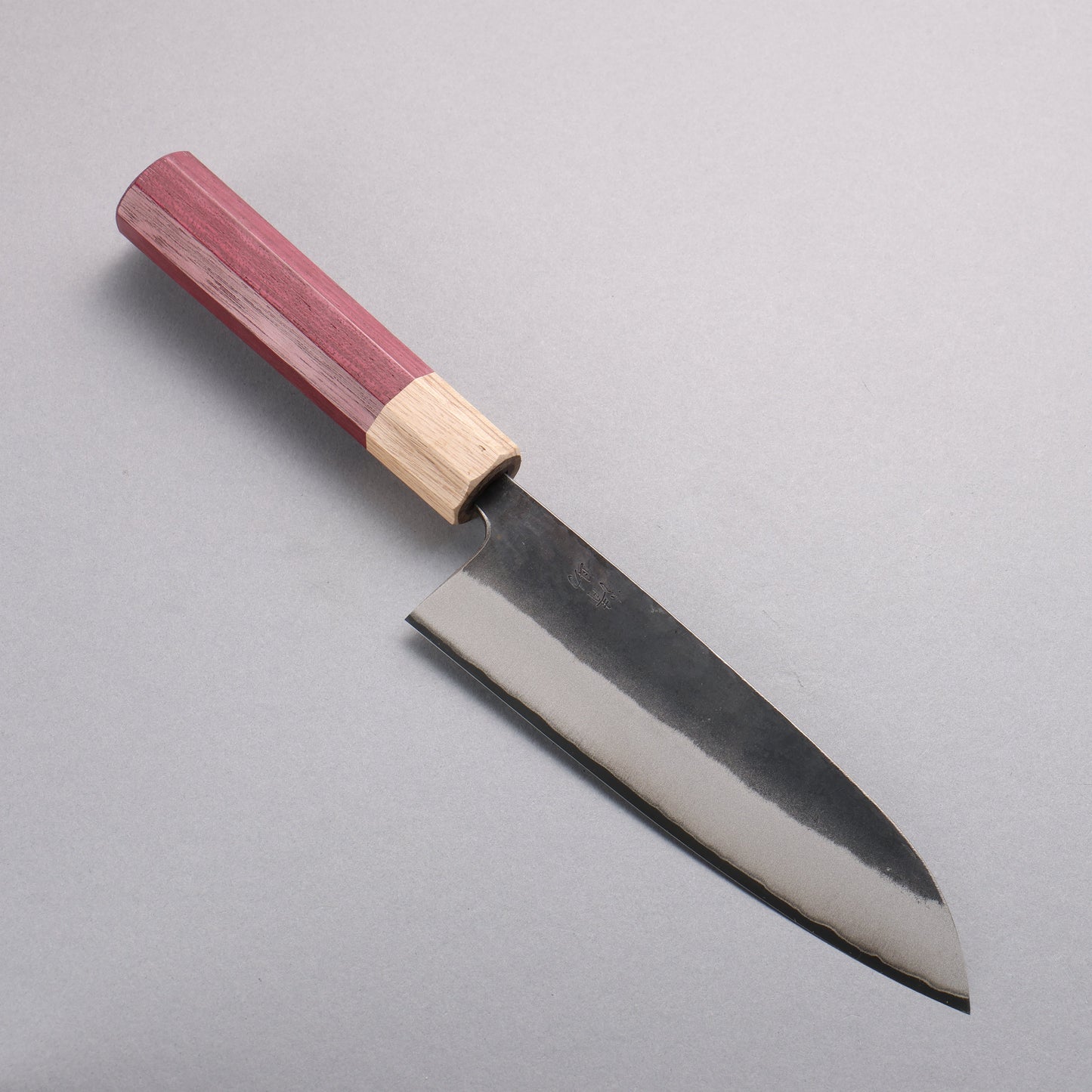 清助 青ニ鋼 黒仕上げ 三徳包丁 170mm パープルハート (口輪:樫)柄 - 清助刃物