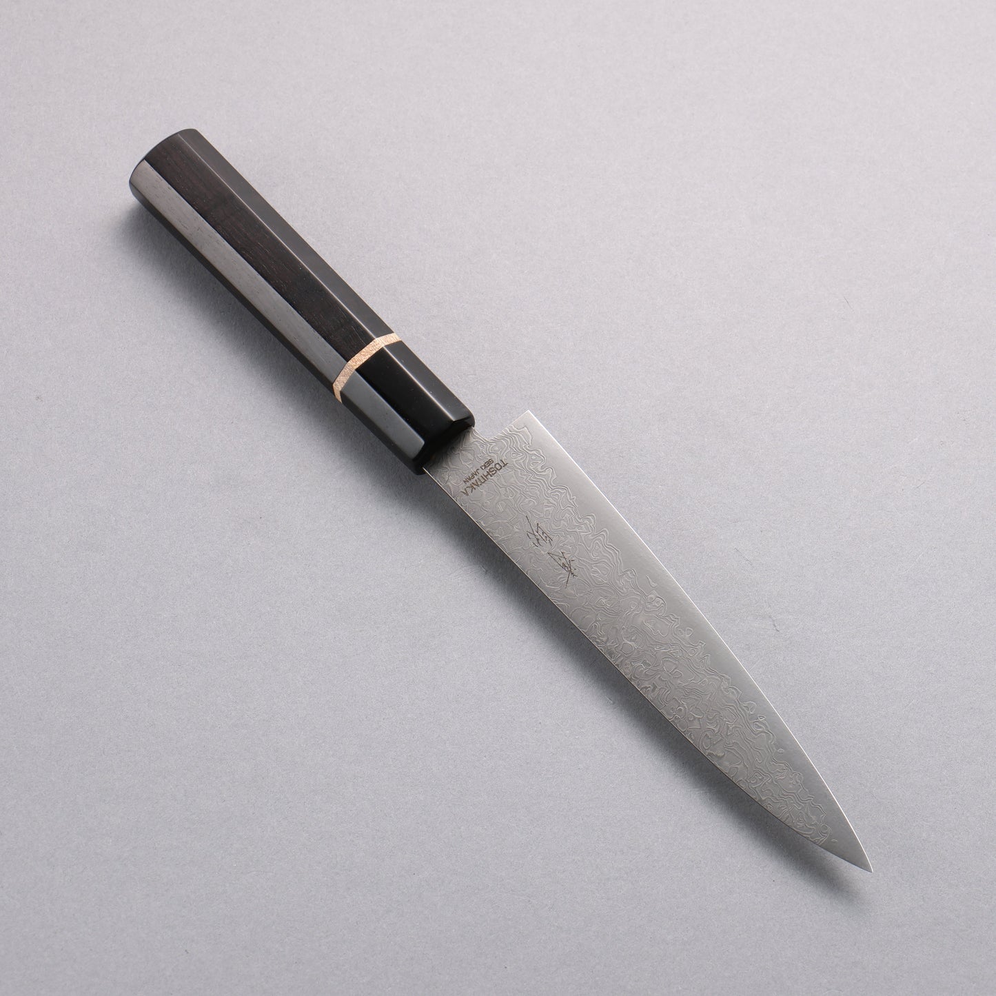 利隆 清助 V金10号 65層ダマスカス ペティーナイフ 135mm 黒檀 (メープルリング 水牛口輪)柄 - 清助刃物