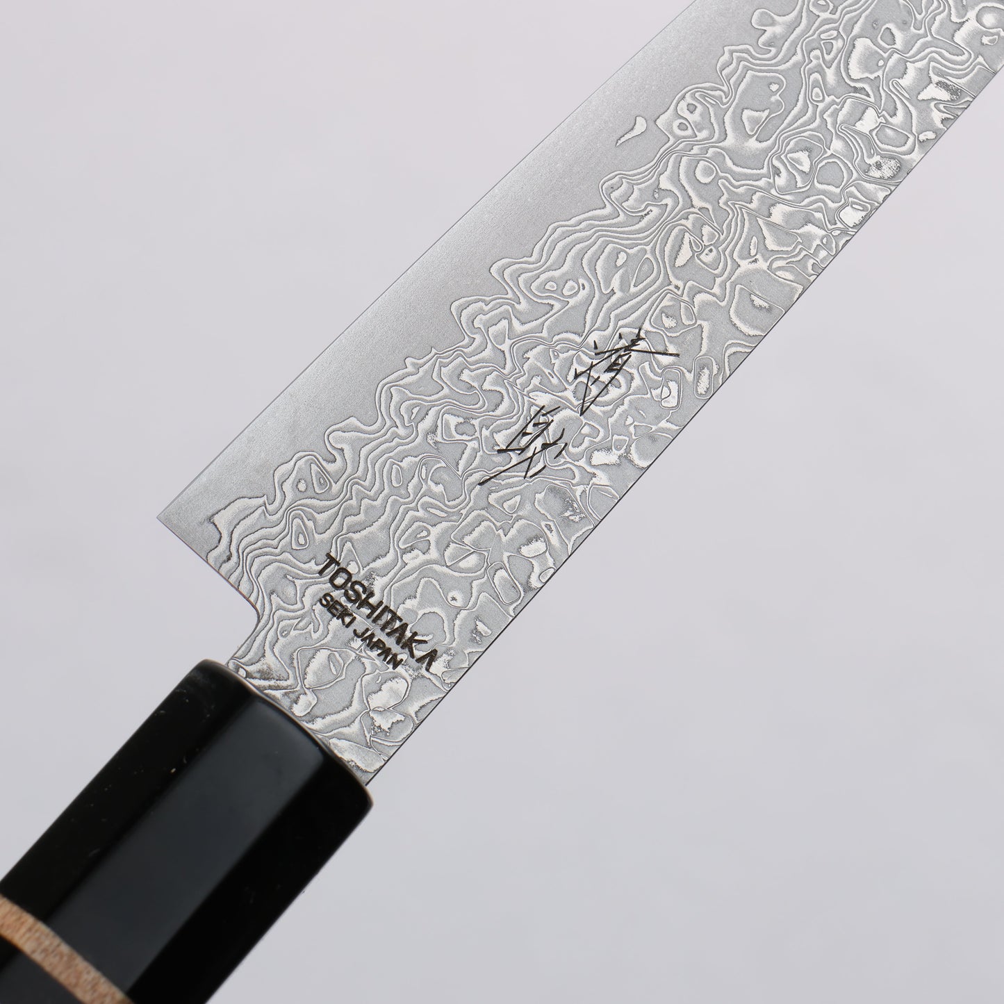 利隆 清助 V金10号 65層ダマスカス ペティーナイフ 135mm 黒檀 (メープルリング 水牛口輪)柄 - 清助刃物