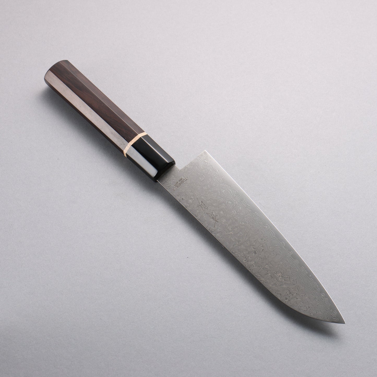 利隆 清助 V金10号 65層ダマスカス 三徳包丁 180mm 黒檀 (メープルリング 水牛口輪)柄 - 清助刃物