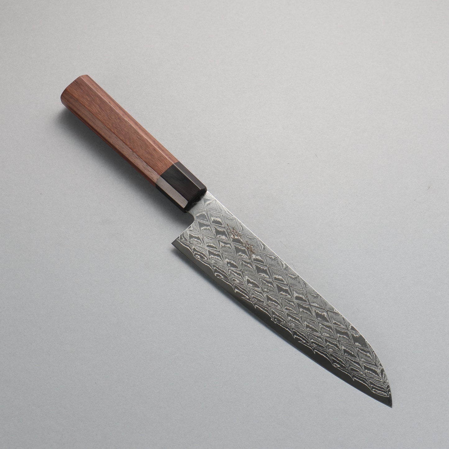 清助 AUS10 ミラークロス 三徳包丁 180mm 紫檀 (口輪:黒合板)柄 - 清助刃物