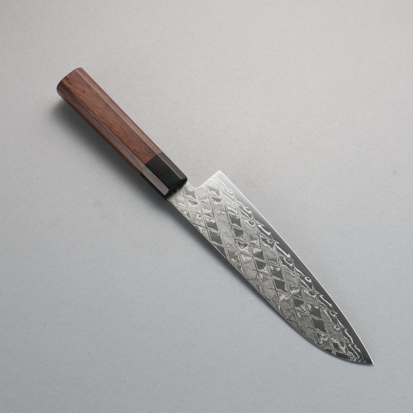 清助 AUS10 ミラークロス 三徳包丁 180mm 紫檀 (口輪:黒合板)柄 - 清助刃物