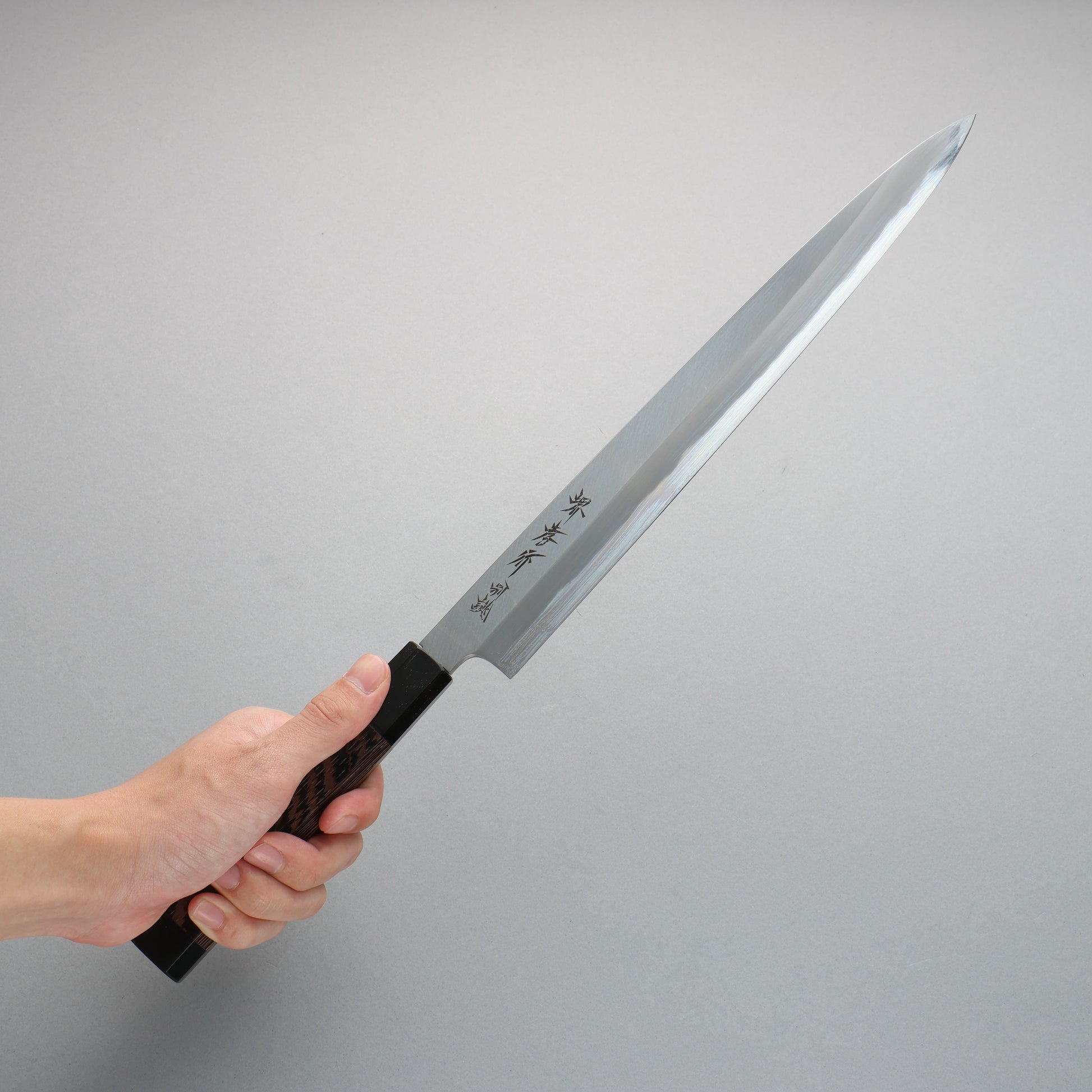 堺 孝行 特上 白ニ鋼 柳刃包丁 ウェンジ(両側水牛リング付き)柄 - 清助刃物