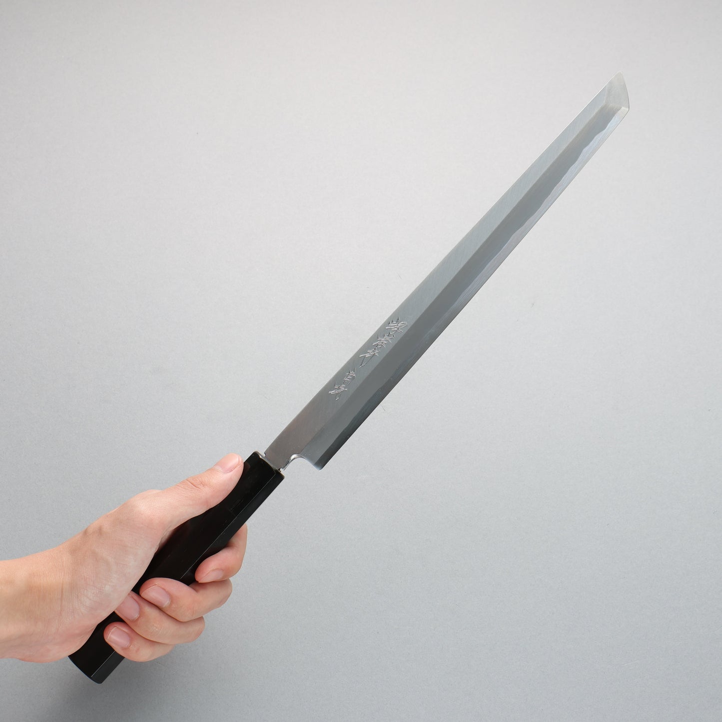 堺 孝行 白虎 白一鋼 先丸蛸引包丁 270mm 黒檀柄 鞘付き - 清助刃物