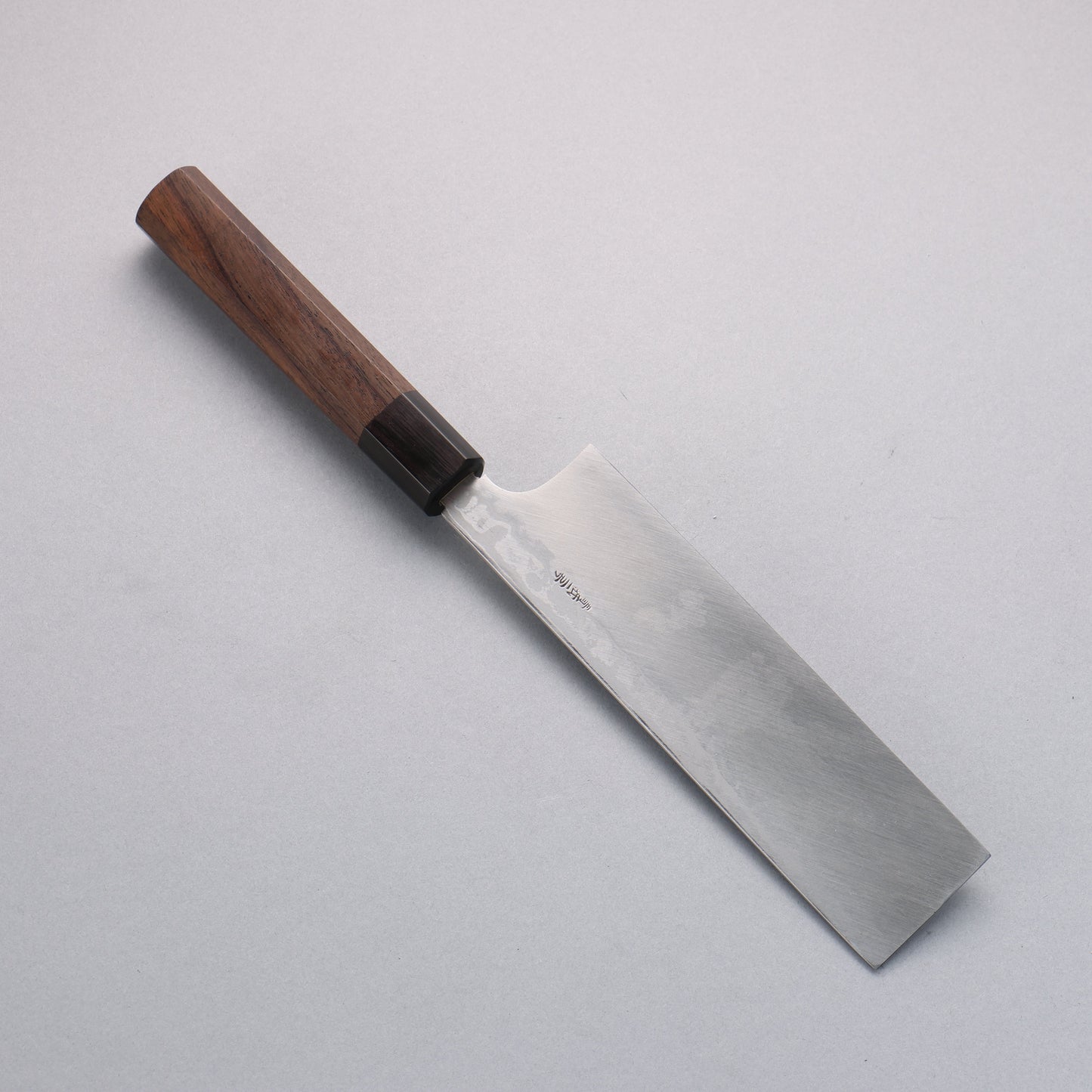 北岡 英雄 青ニ鋼 ダマスカス 角型薄刃包丁 180mm 紫檀柄 - 清助刃物