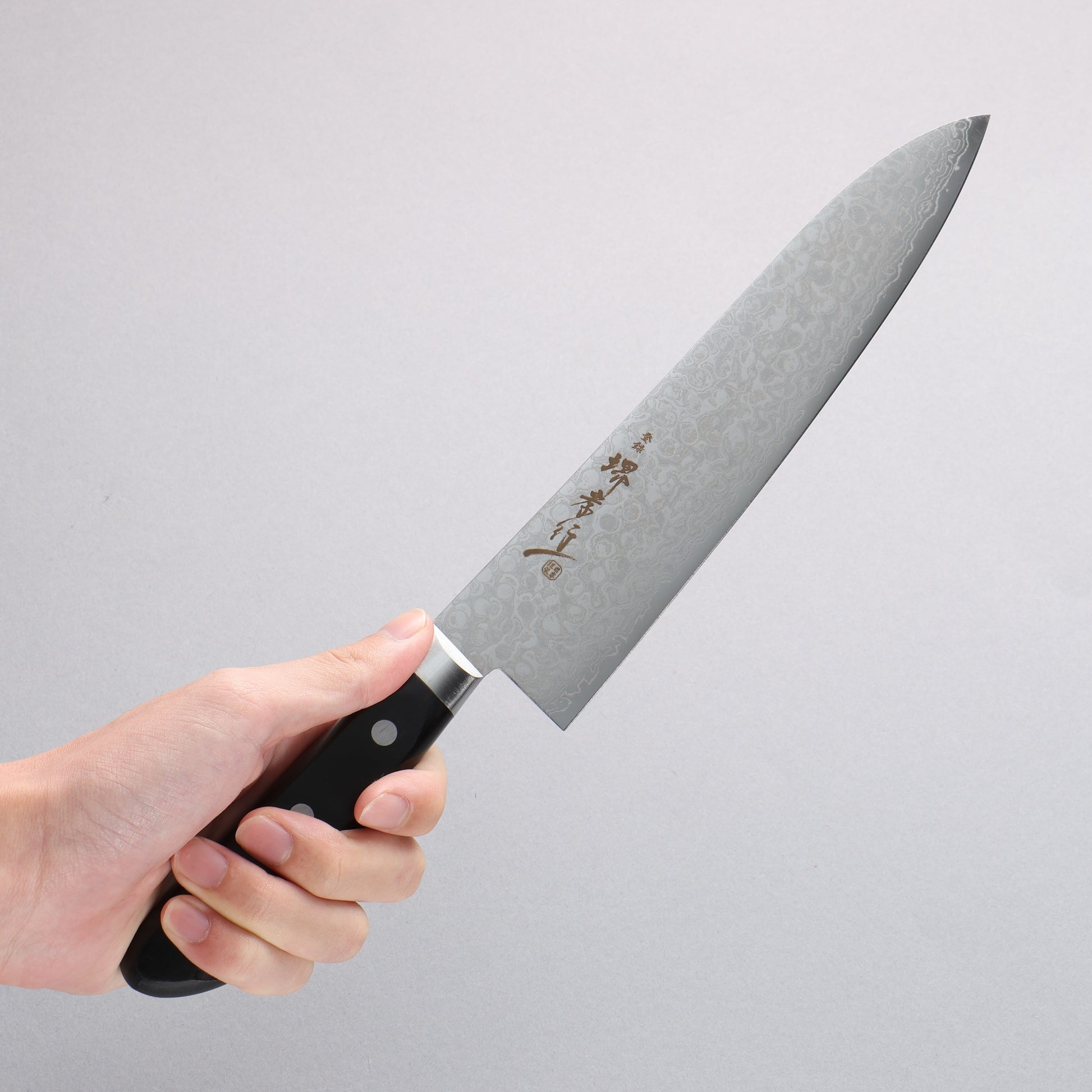 堺 孝行 AUS10 45層 鏡面仕上げ ダマスカス 牛刀包丁 210mm - 清助刃物