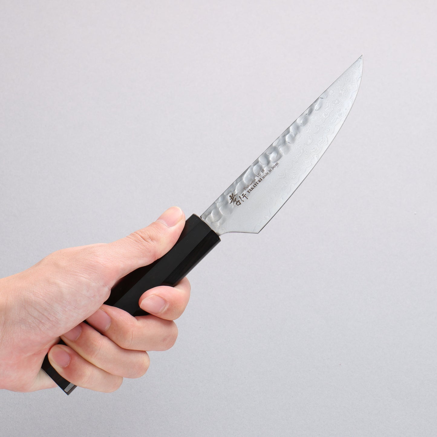 堺 孝行 VG10 33層 ダマスカス ステーキナイフ 120mm 黒檀 (6角ティアドロップ)柄 - 清助刃物
