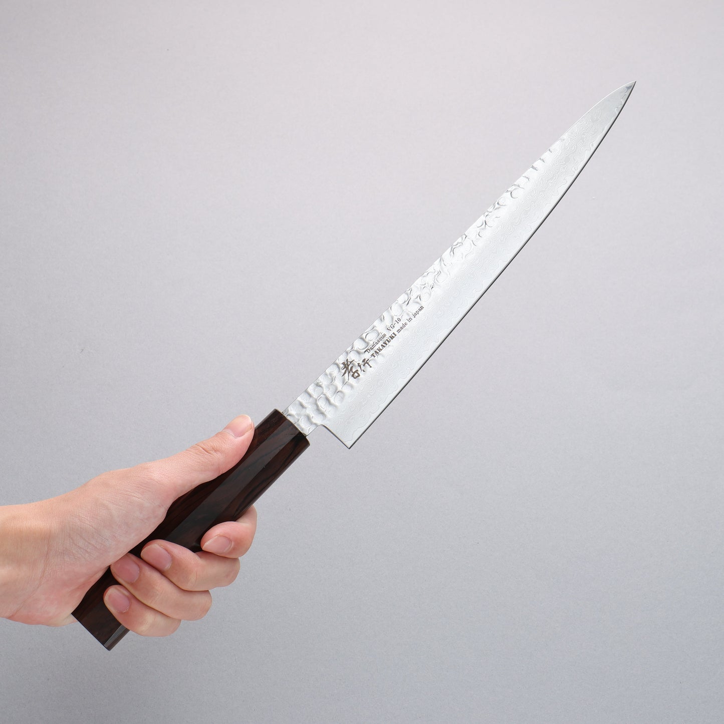 堺 孝行 VG10 33層 ダマスカス 筋引包丁 240mm 黒檀 (6角ティアドロップ)柄 - 清助刃物