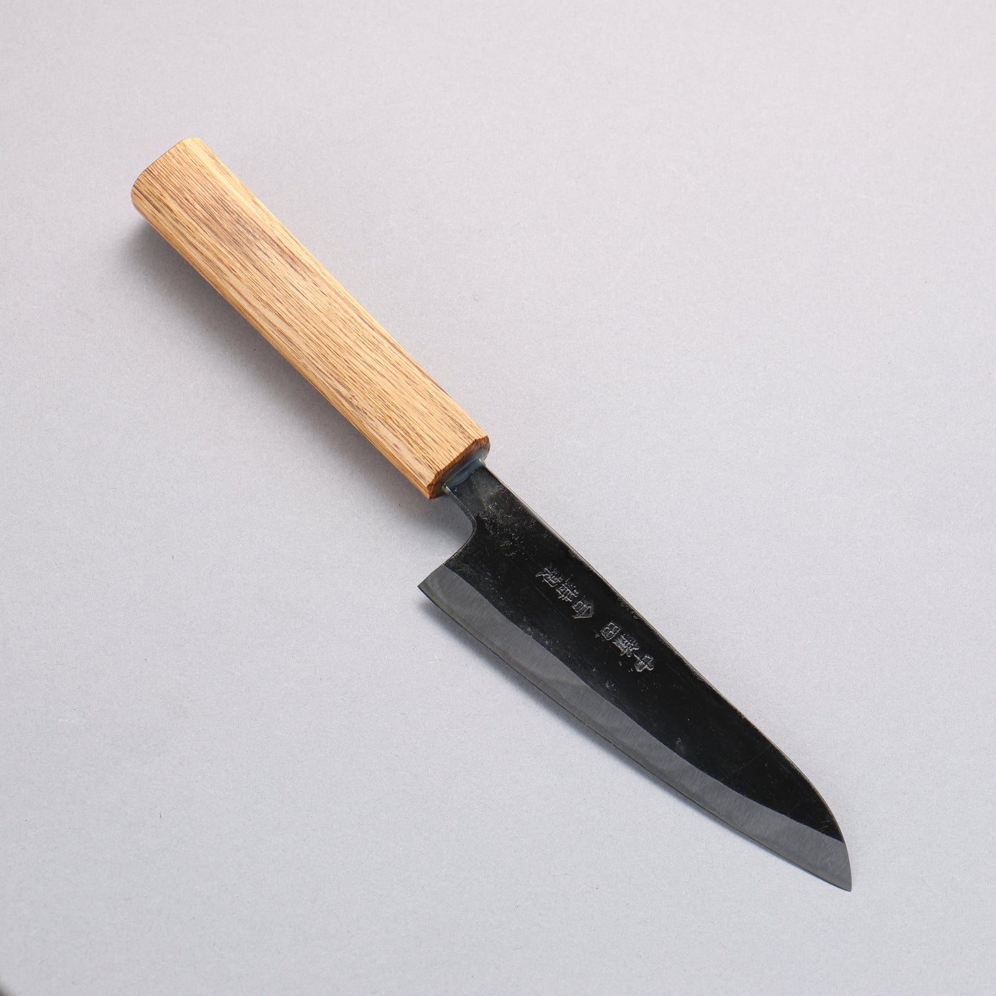 中新田 白ニ鋼 黒仕上げ 皮ムキ 120mm 樫柄 - 清助刃物