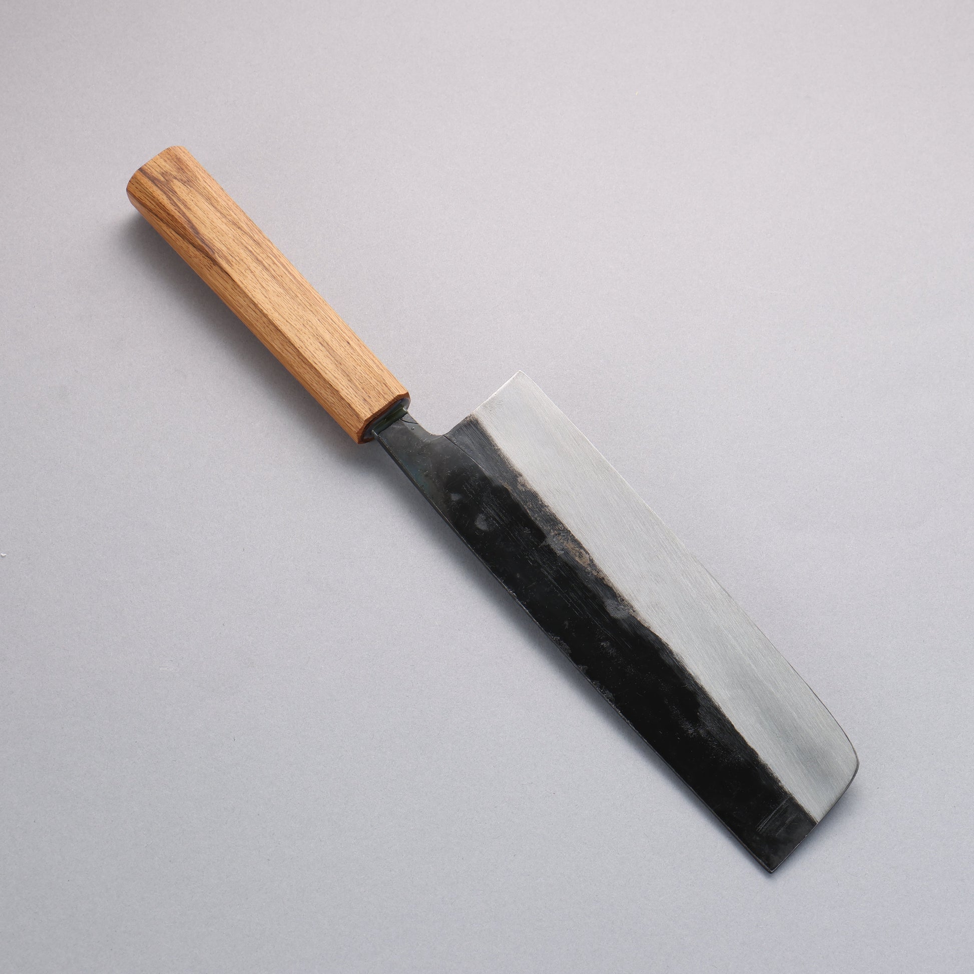 中新田 白ニ鋼 黒仕上げ 菜切包丁 180mm 樫柄 - 清助刃物