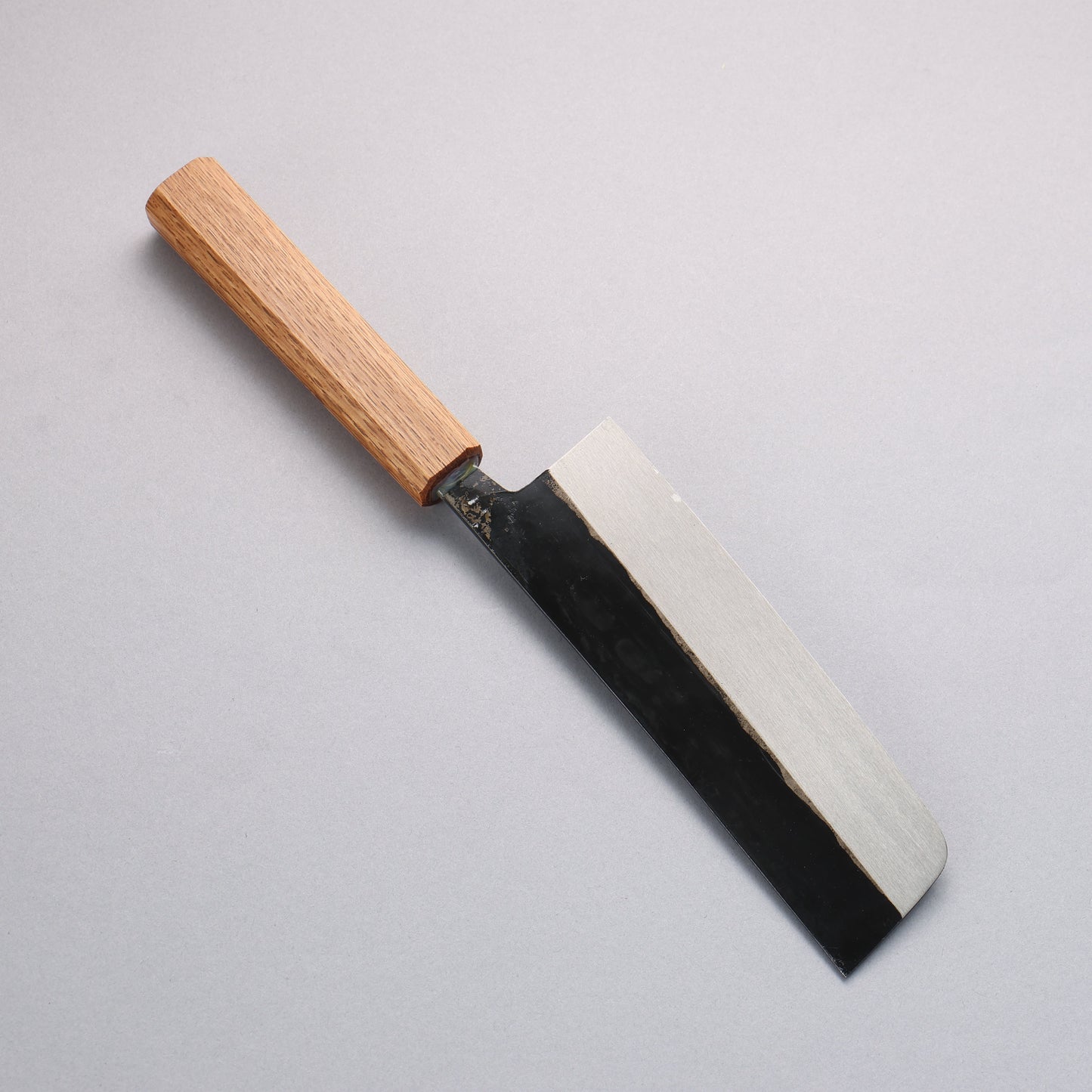 中新田 白ニ鋼 磨き仕上げ 菜切包丁 180mm 樫焼柄 - 清助刃物