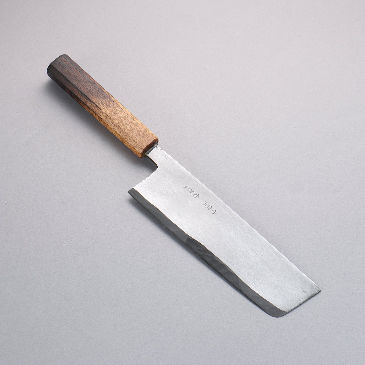 中新田 白ニ鋼 磨き仕上げ 菜切包丁 180mm 樫焼柄 - 清助刃物