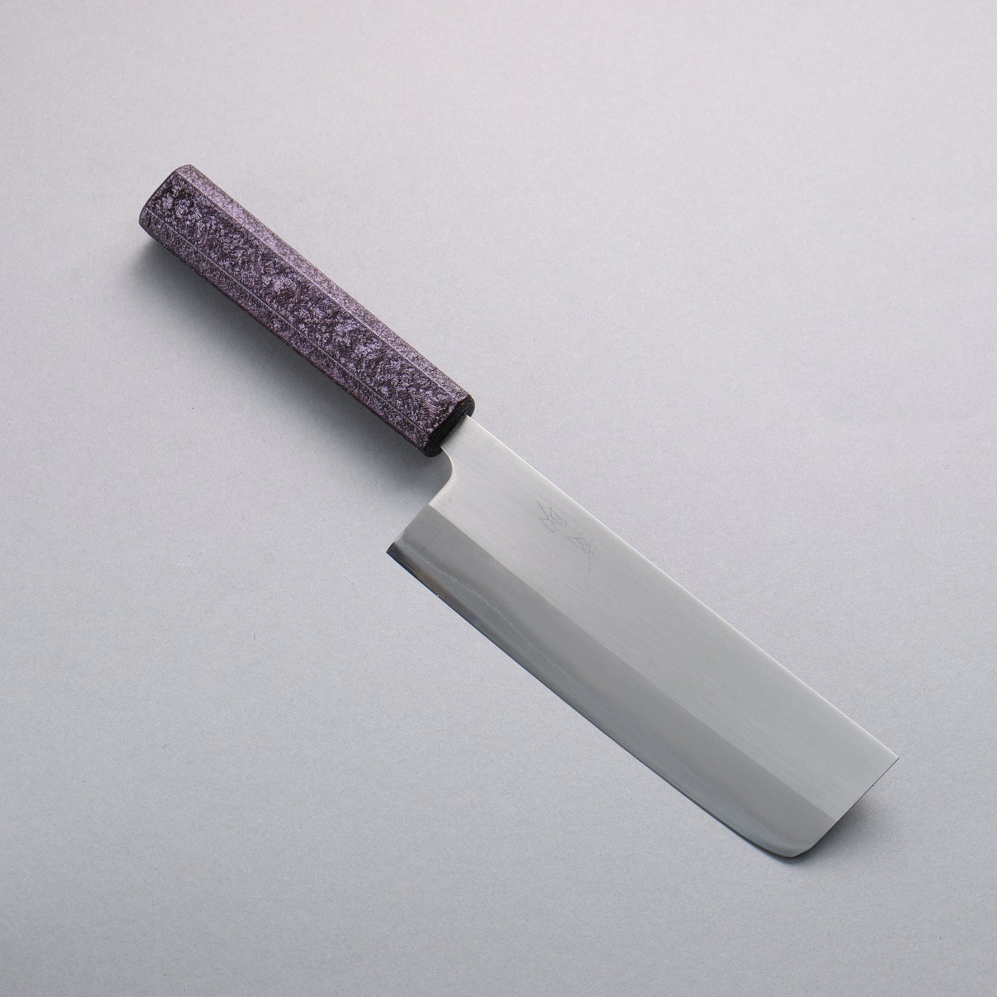 清助 白一鋼 磨き仕上げ 菜切包丁 165mm 樫木紫漆塗り柄 - 清助刃物