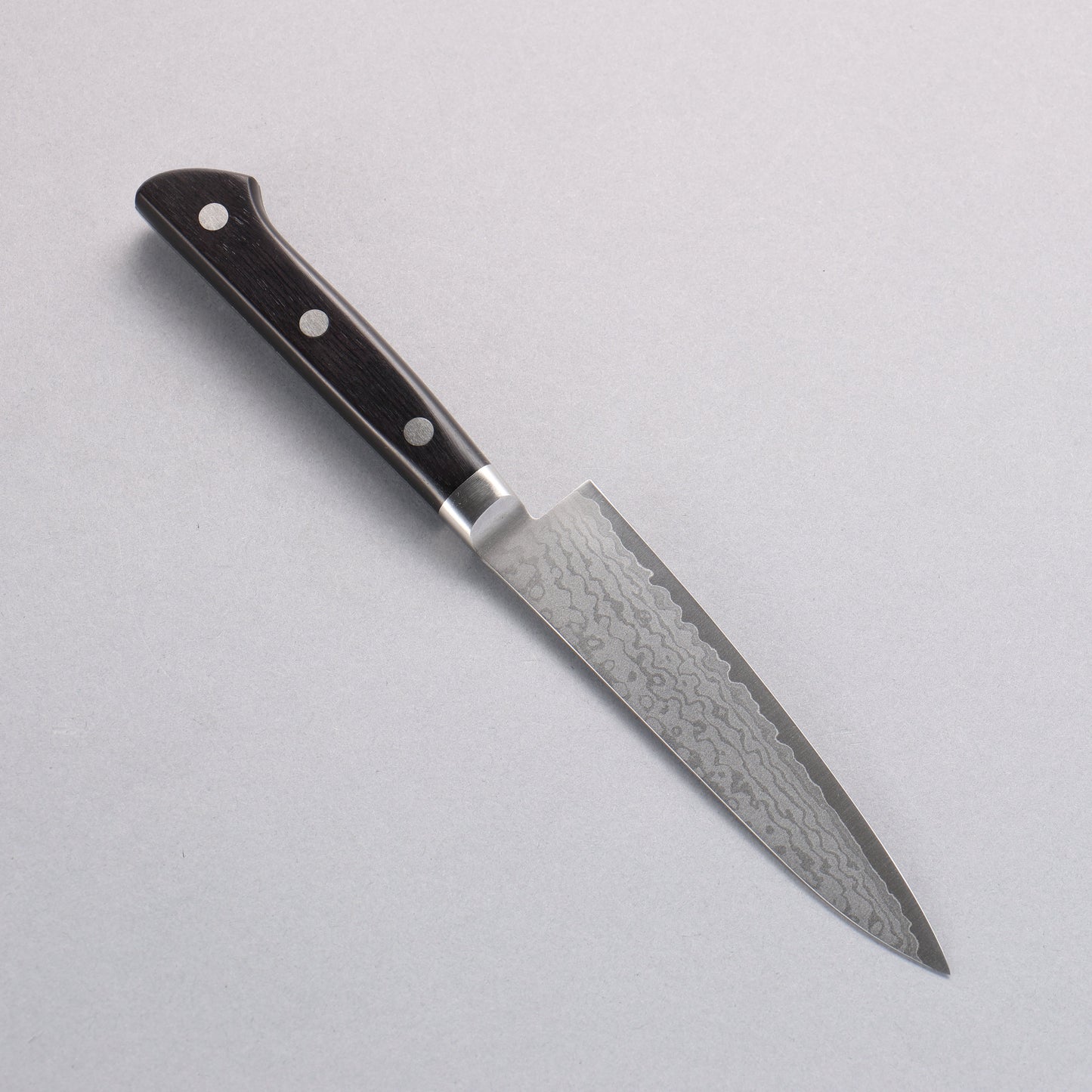 清助 V金10号 ダマスカス ペティーナイフ 120mm 黒合板柄 - 清助刃物