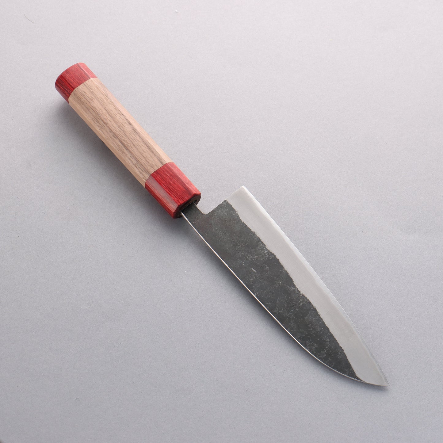 清助 胡桃 青紙 黒打 三徳包丁 165mm ウォルナット (両側赤口輪)柄 - 清助刃物
