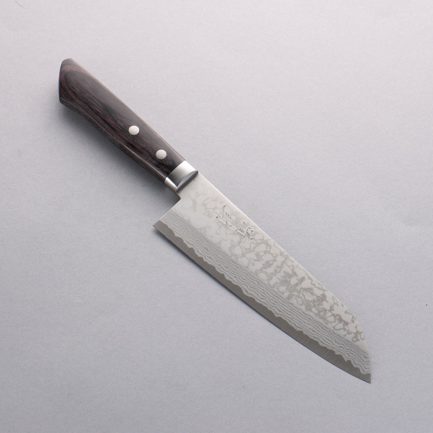 清助 V金10号 ダマスカス 三徳包丁 165mm 黒合板柄 - 清助刃物