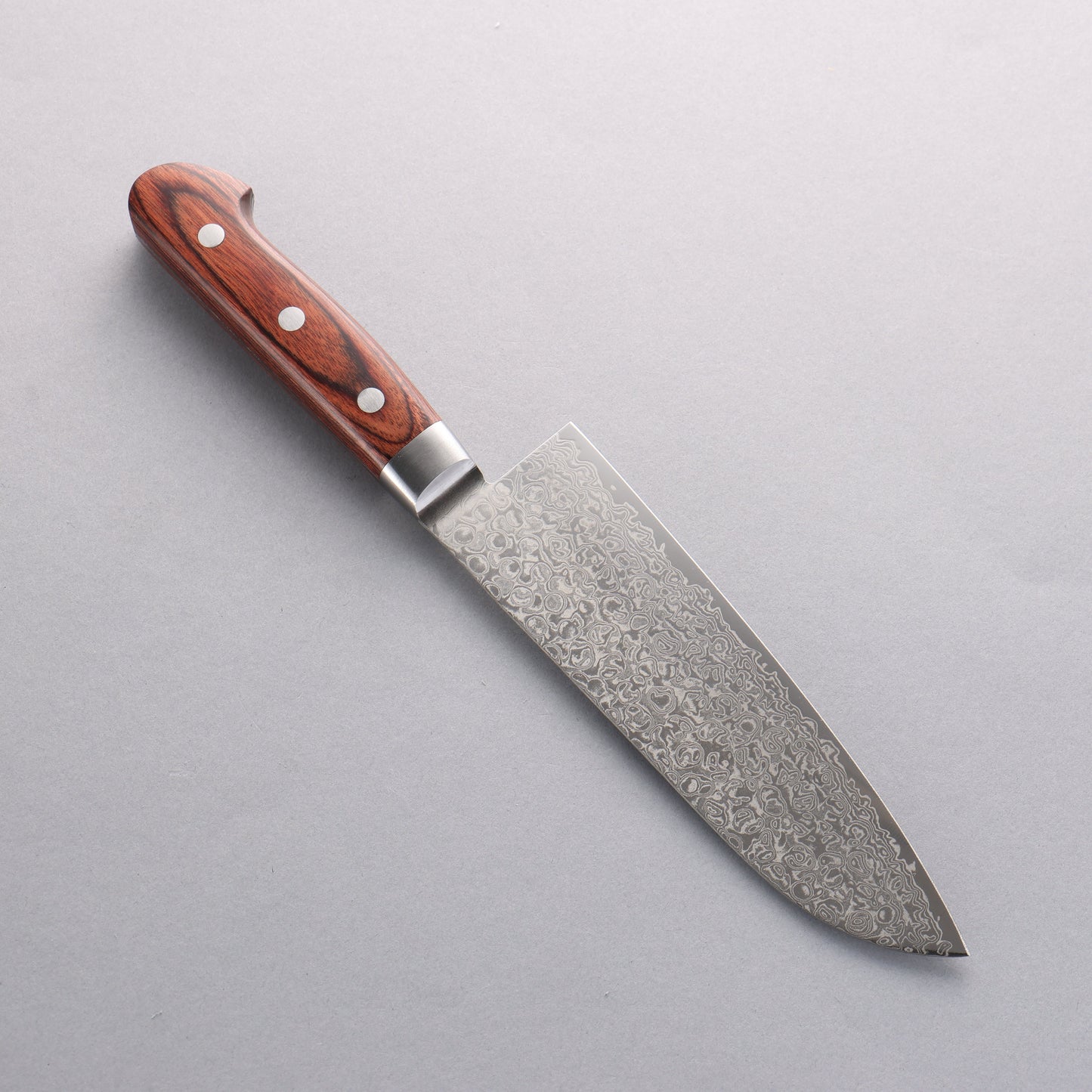 清助 木星 ZA-18 鏡面仕上げ ダマスカス 三徳包丁 170mm 茶合板柄 - 清助刃物