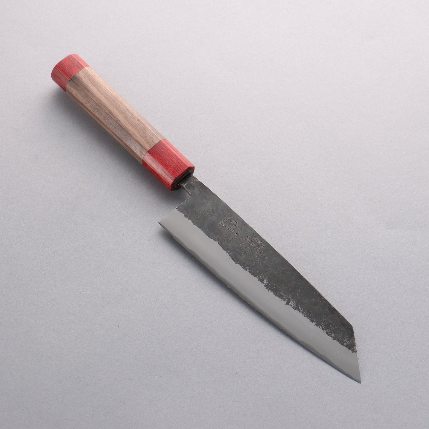 清助 胡桃 青紙 黒打 文化包丁 180mm ウォルナット (両側赤口輪)柄 - 清助刃物