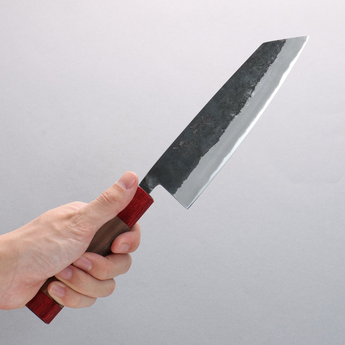 清助 胡桃 青紙 黒打 文化包丁 180mm ウォルナット (両側赤口輪)柄 - 清助刃物