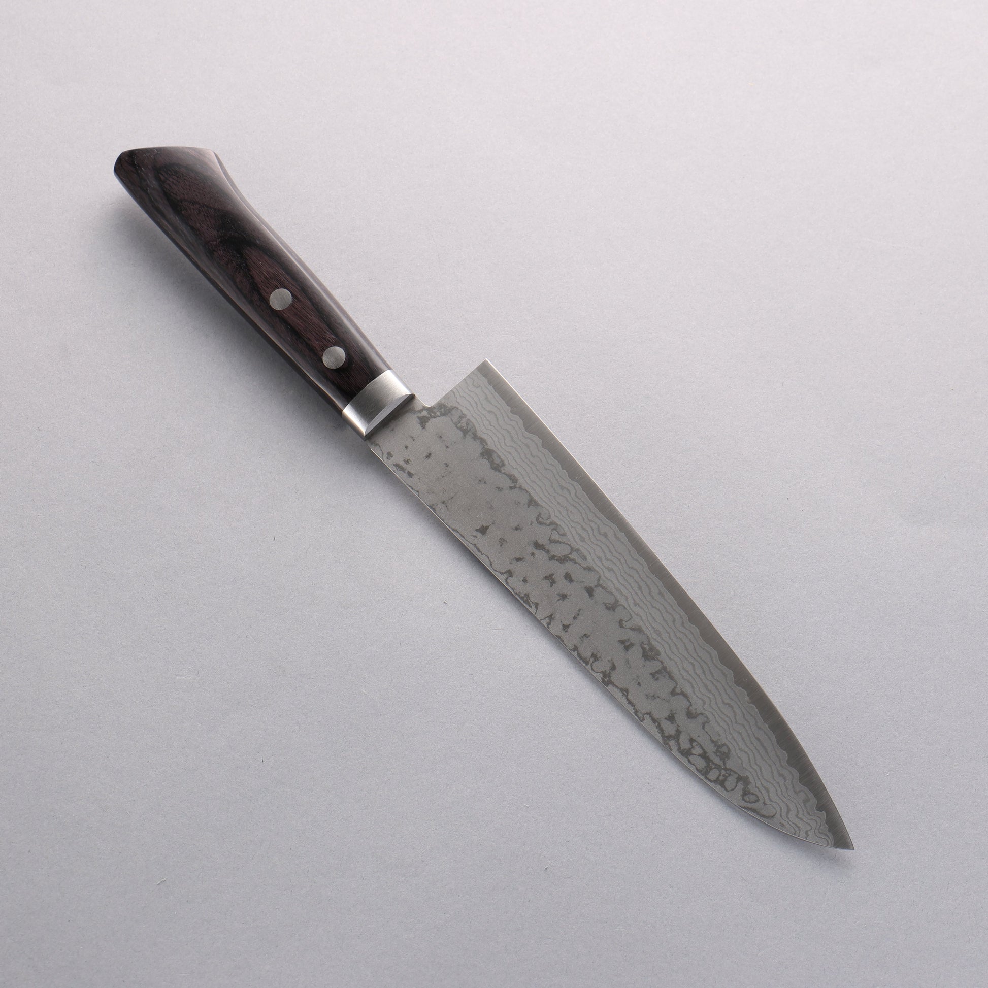 清助 V金10号 ダマスカス 牛刀包丁 180mm 黒合板柄 - 清助刃物